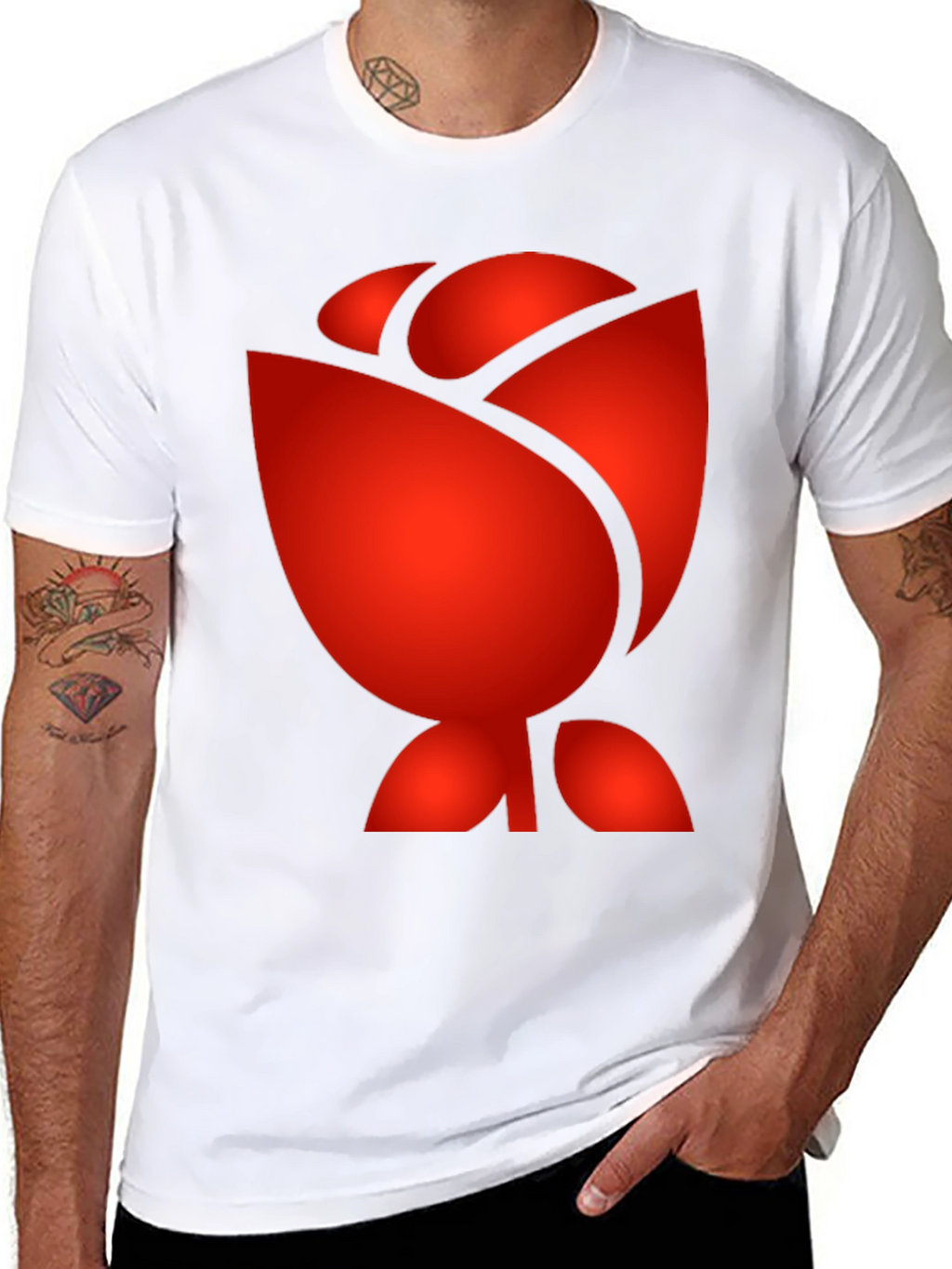Red Rose Graphic Print Black T-Shirt