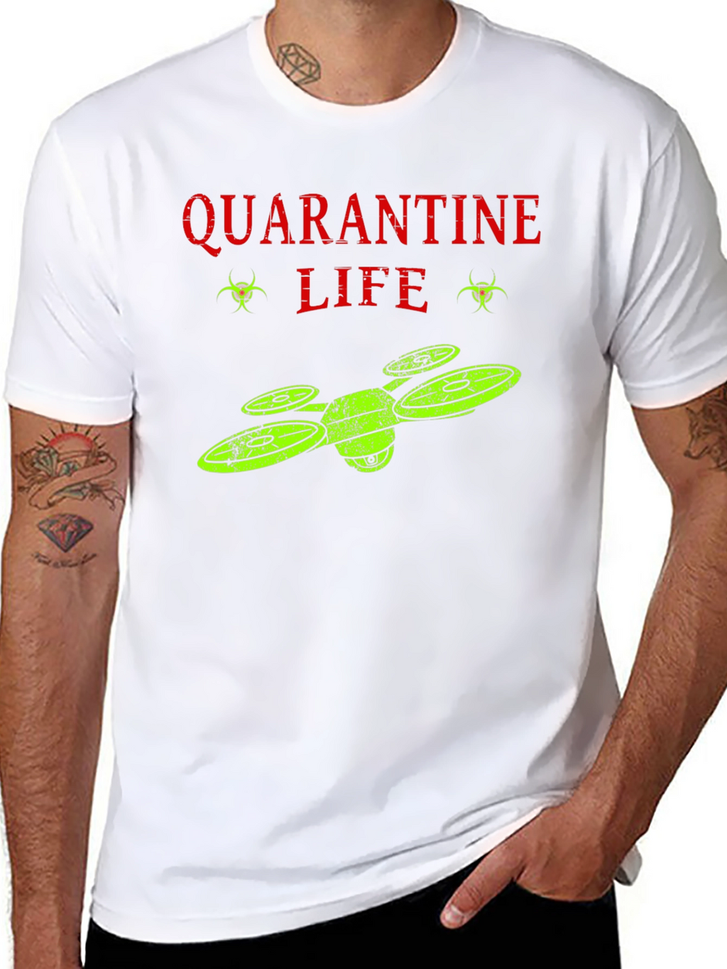 Quarantine Life Drone T-Shirt - Funny Novelty Tee