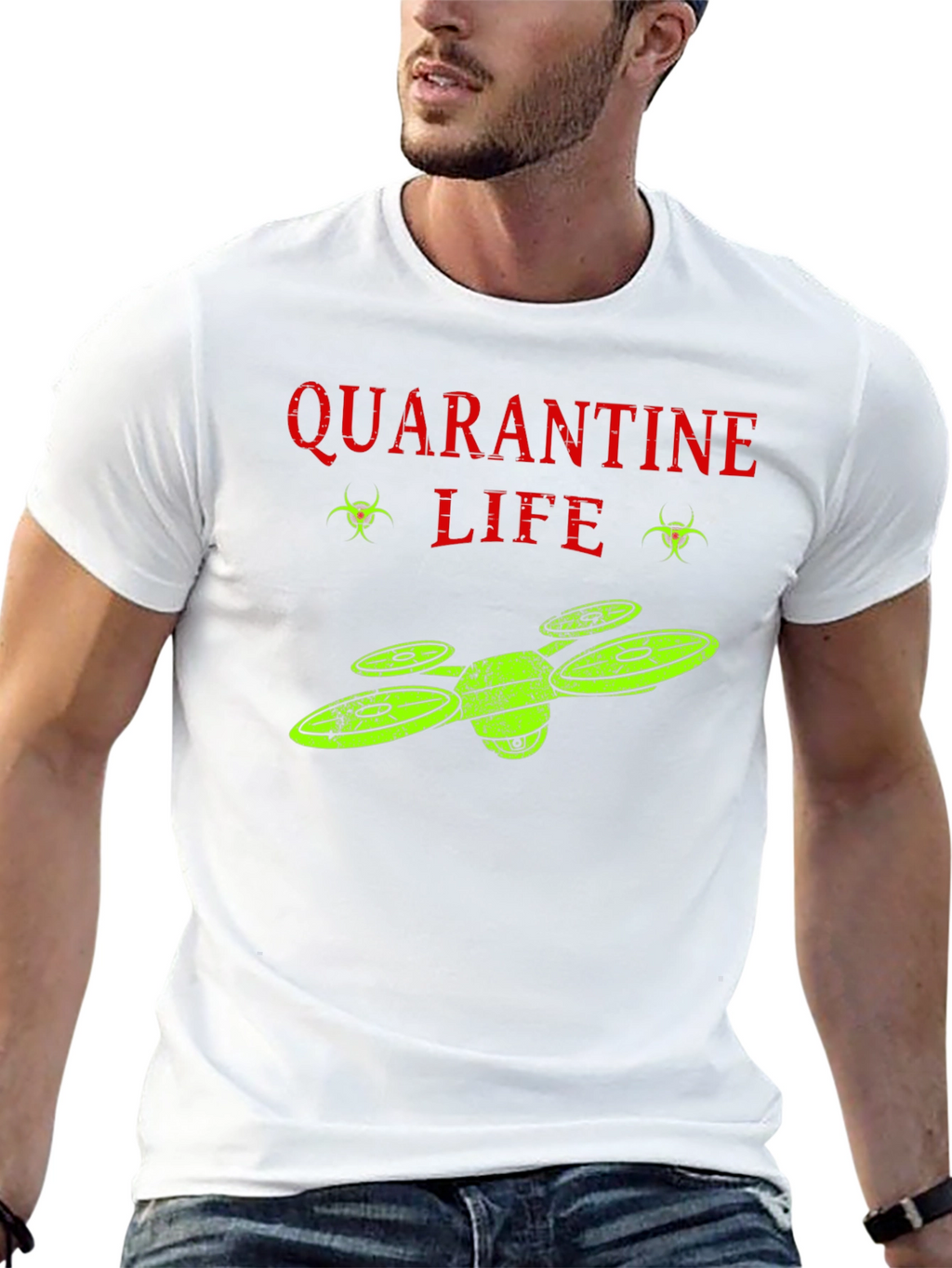 Quarantine Life Drone T-Shirt - Funny Novelty Tee