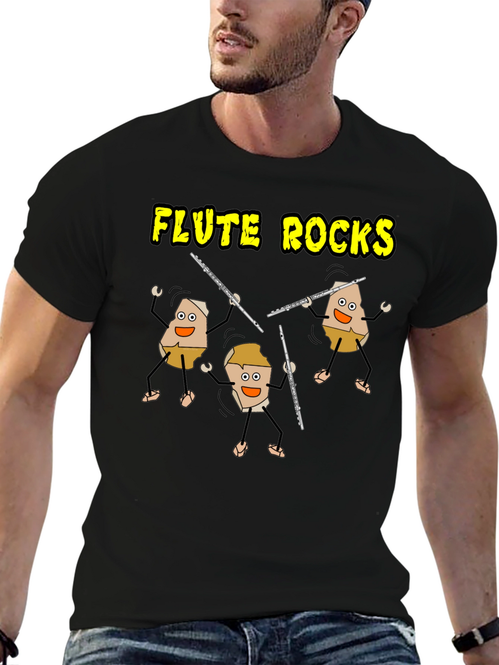Flute Rocks Black Graphic Tee