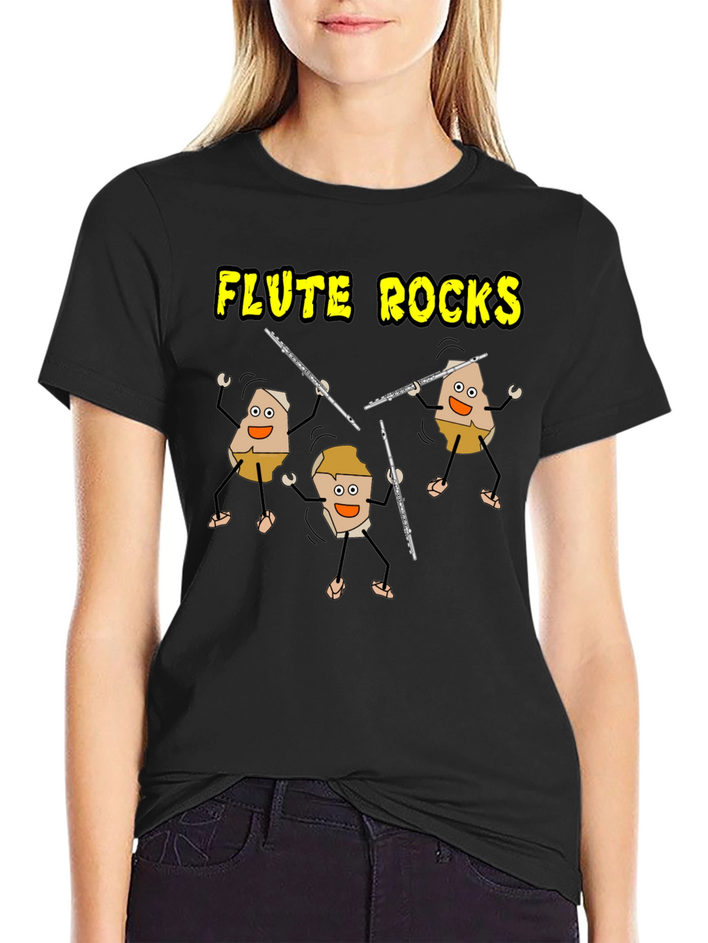 Flute Rocks Black Graphic Tee
