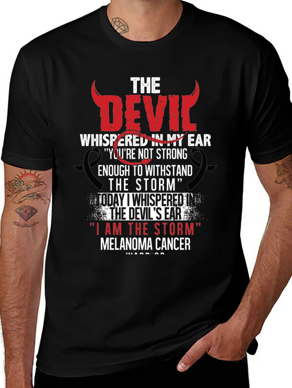 Devil Whispered in My Ear Melanoma Cancer Awareness T-Shirt