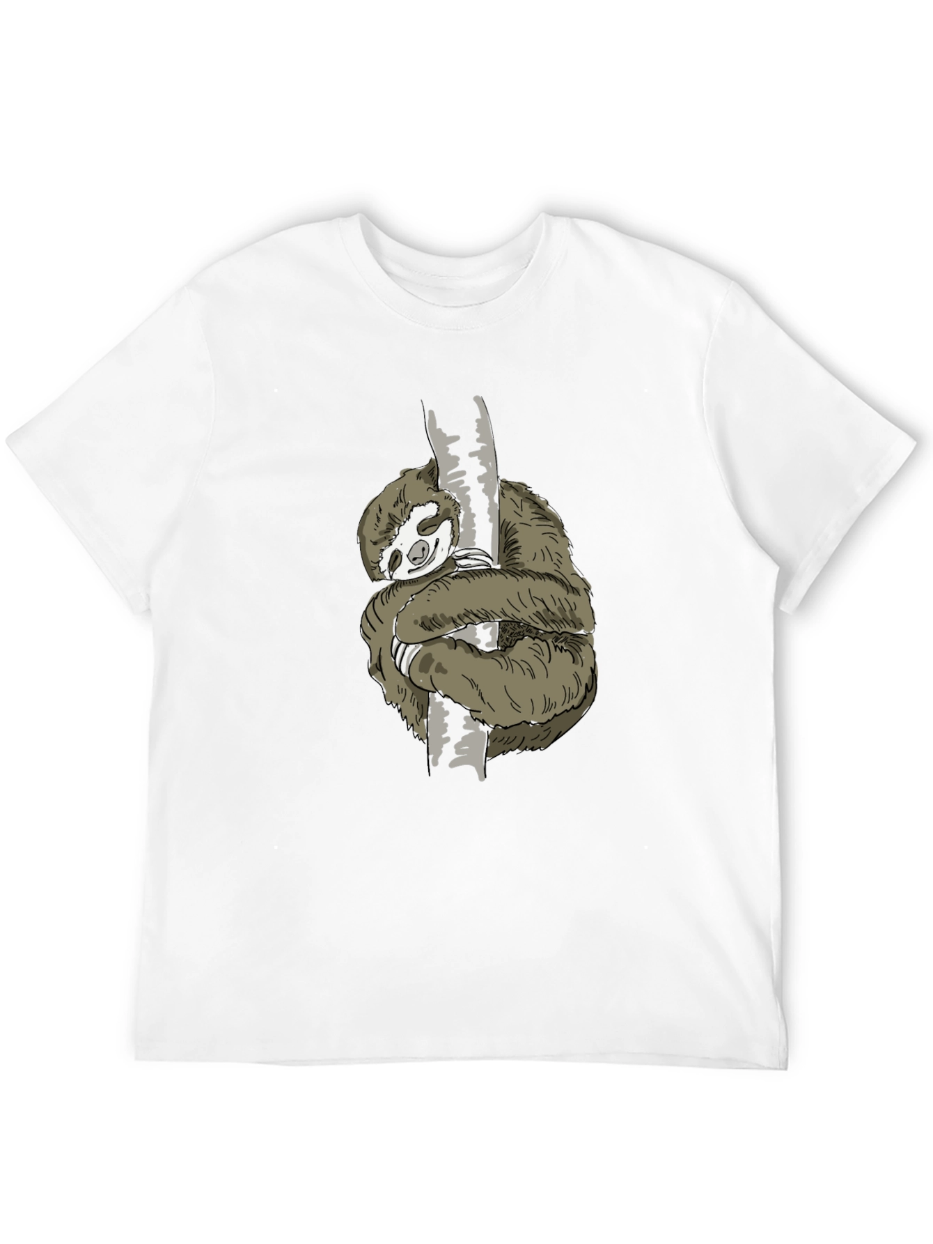 Mens Sloth Hugging Tree Graphic Tee - Black