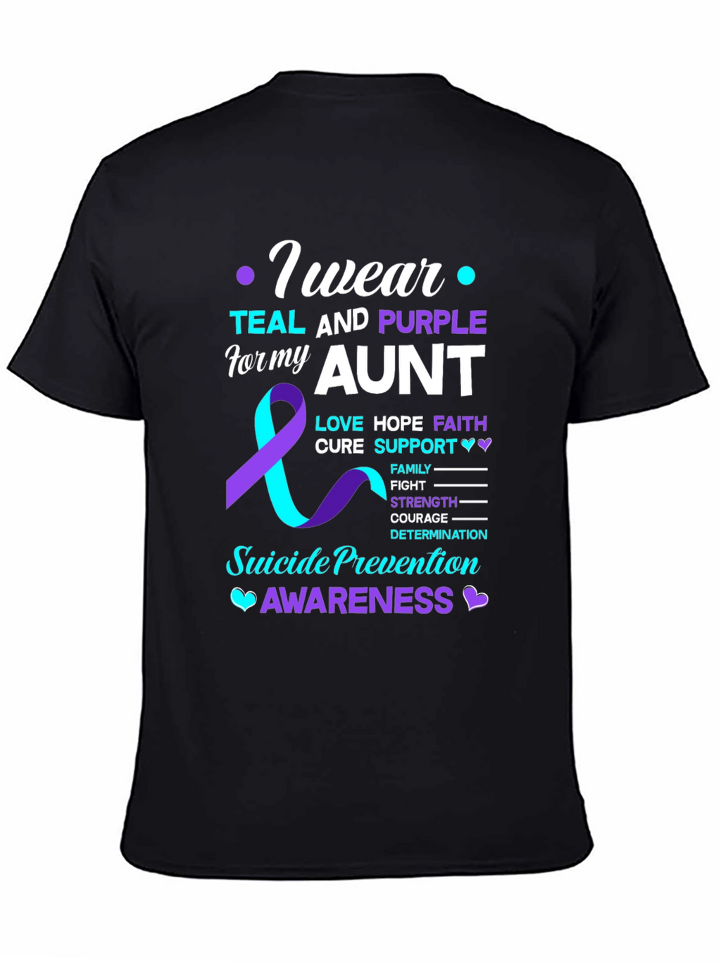 Teal and Purple Aunt Suicide Awareness T-Shirt