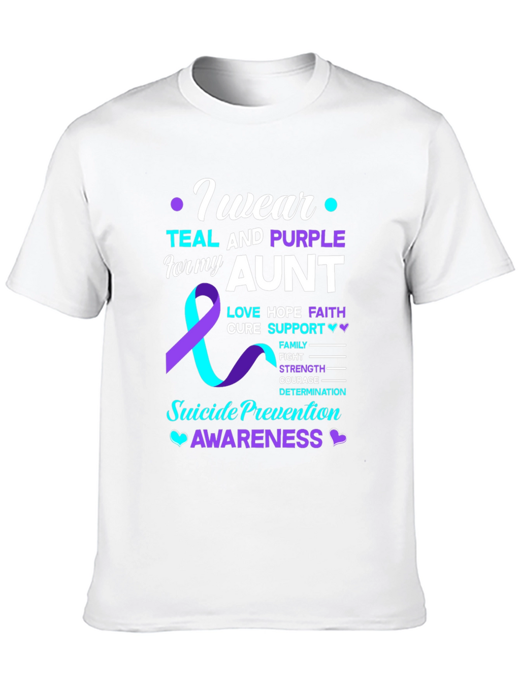 Teal and Purple Aunt Suicide Awareness T-Shirt