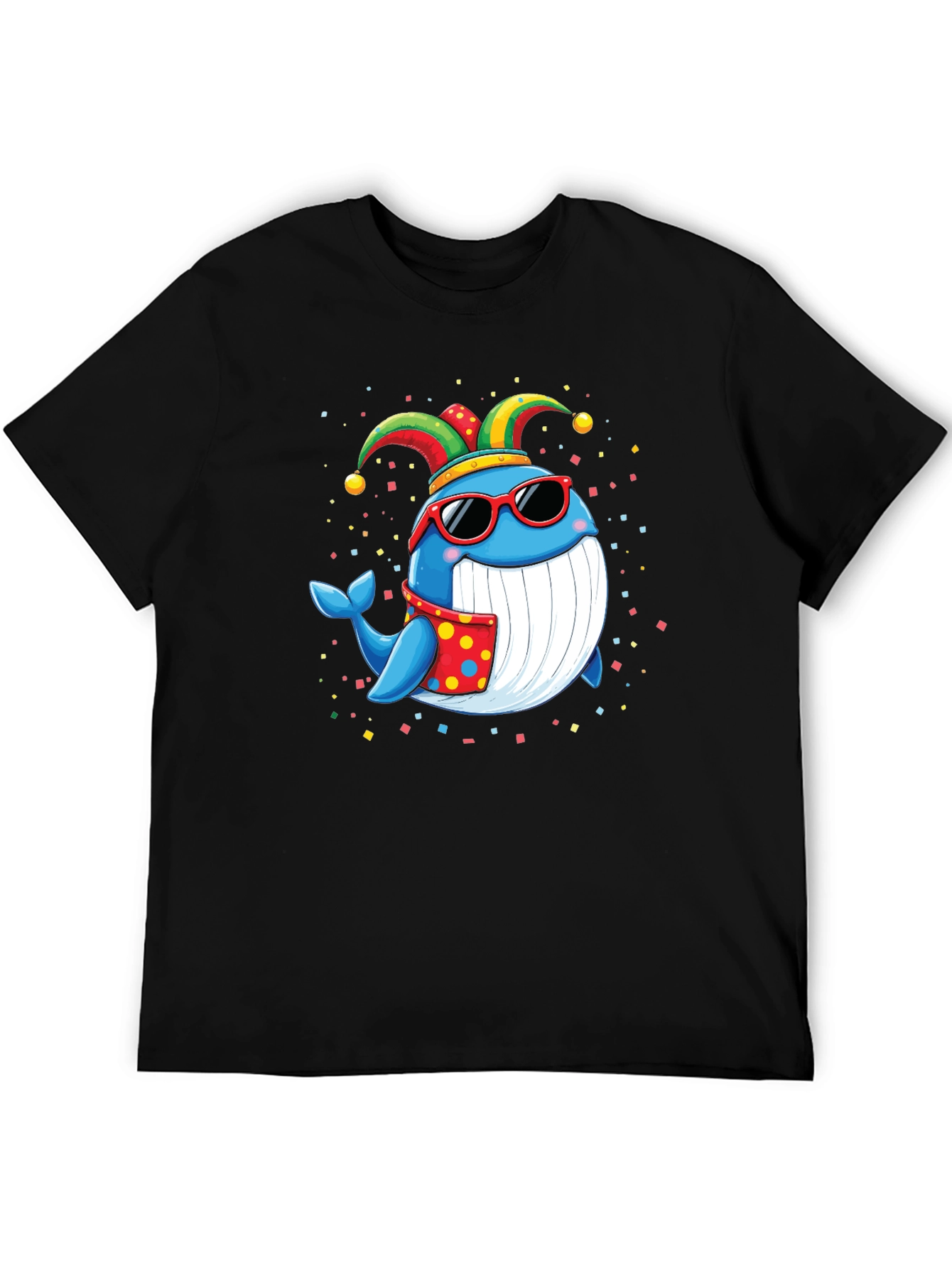 Whimsical Whale T-Shirt: Fun & Festive Cartoon Design