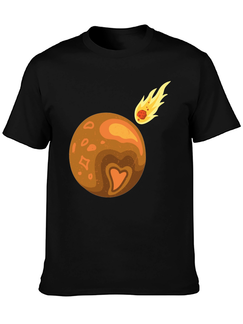 Planet & Comet Graphic Tee - Black Cotton Blend