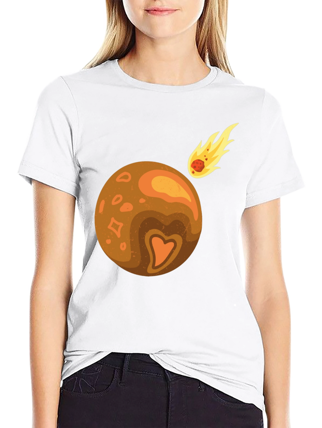 Planet & Comet Graphic Tee - Black Cotton Blend
