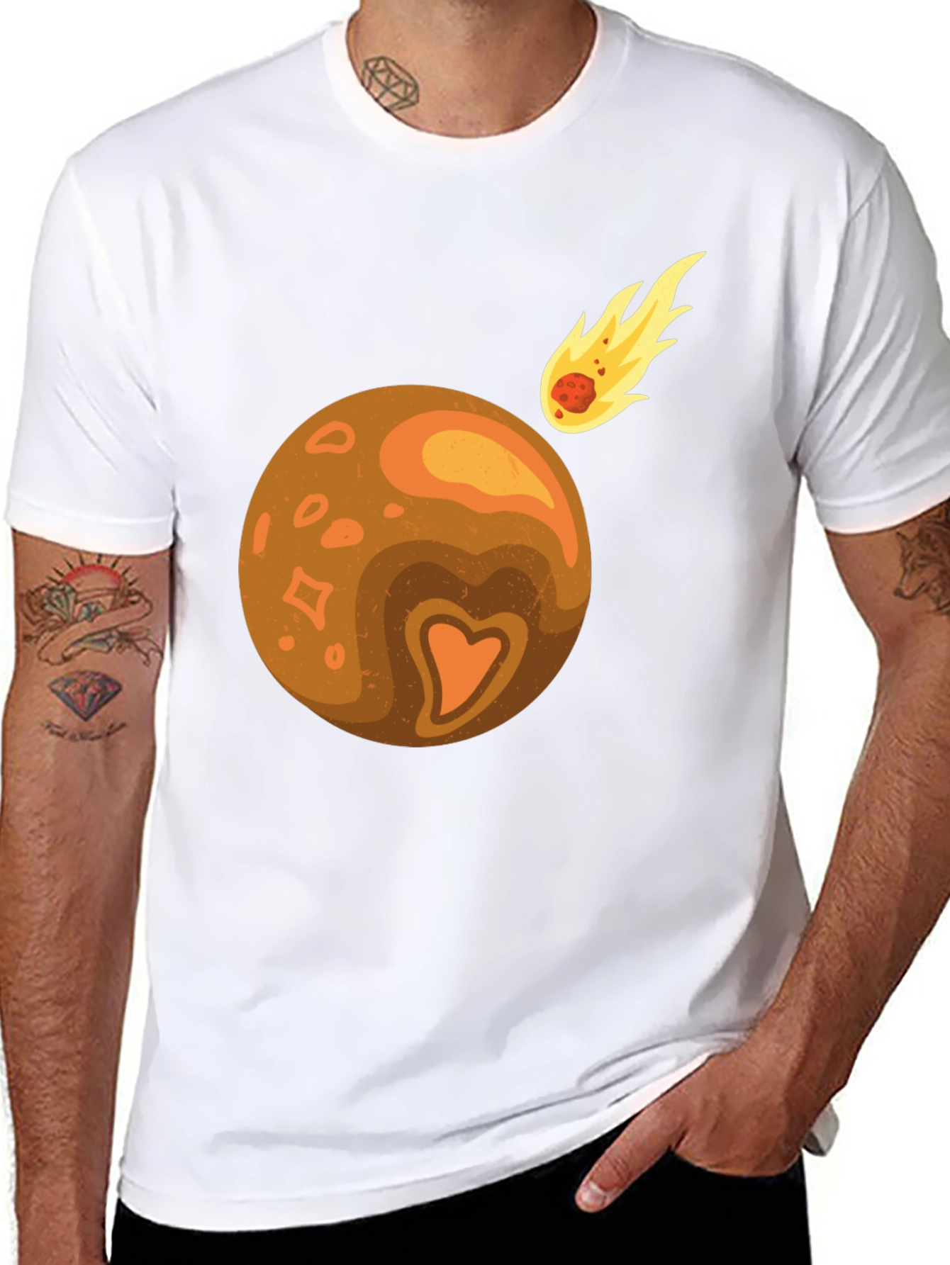 Planet & Comet Graphic Tee - Black Cotton Blend