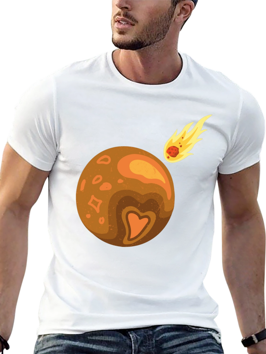 Planet & Comet Graphic Tee - Black Cotton Blend