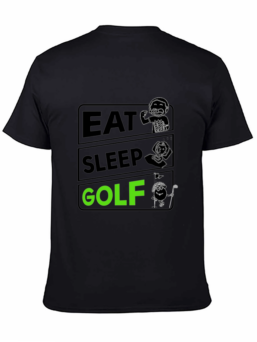 Eat Sleep Golf Black Graphic T-Shirt