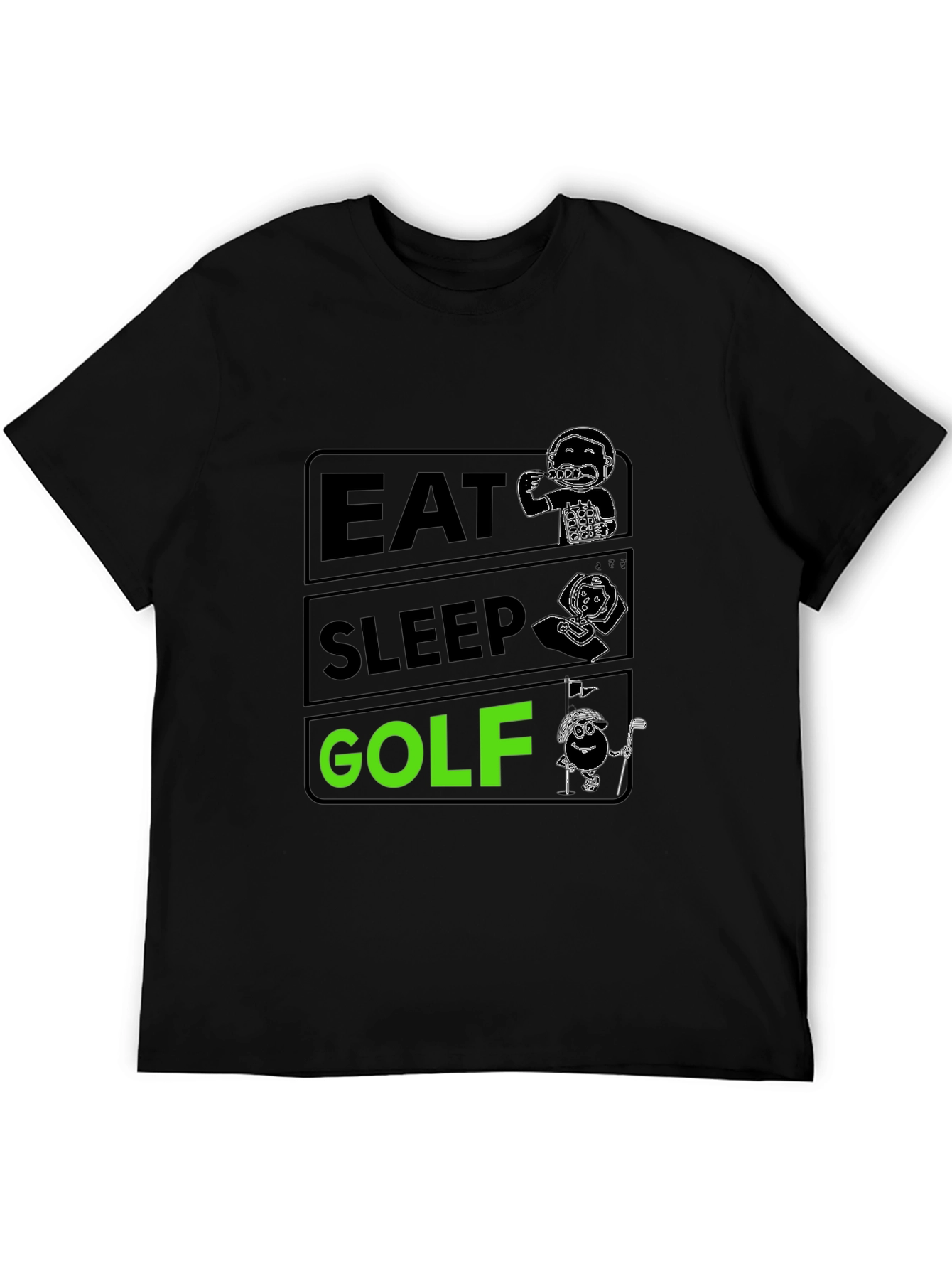 Eat Sleep Golf Black Graphic T-Shirt