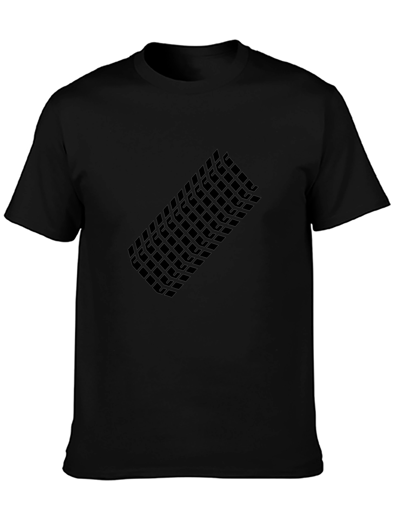 Modern Grid Graphic Tee - Black Casual T-Shirt