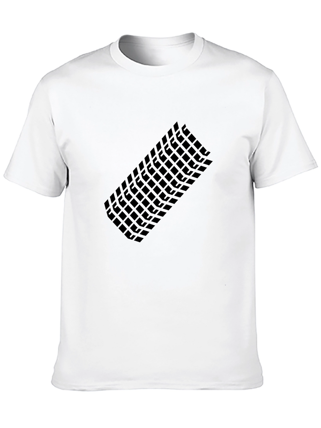 Modern Grid Graphic Tee - Black Casual T-Shirt