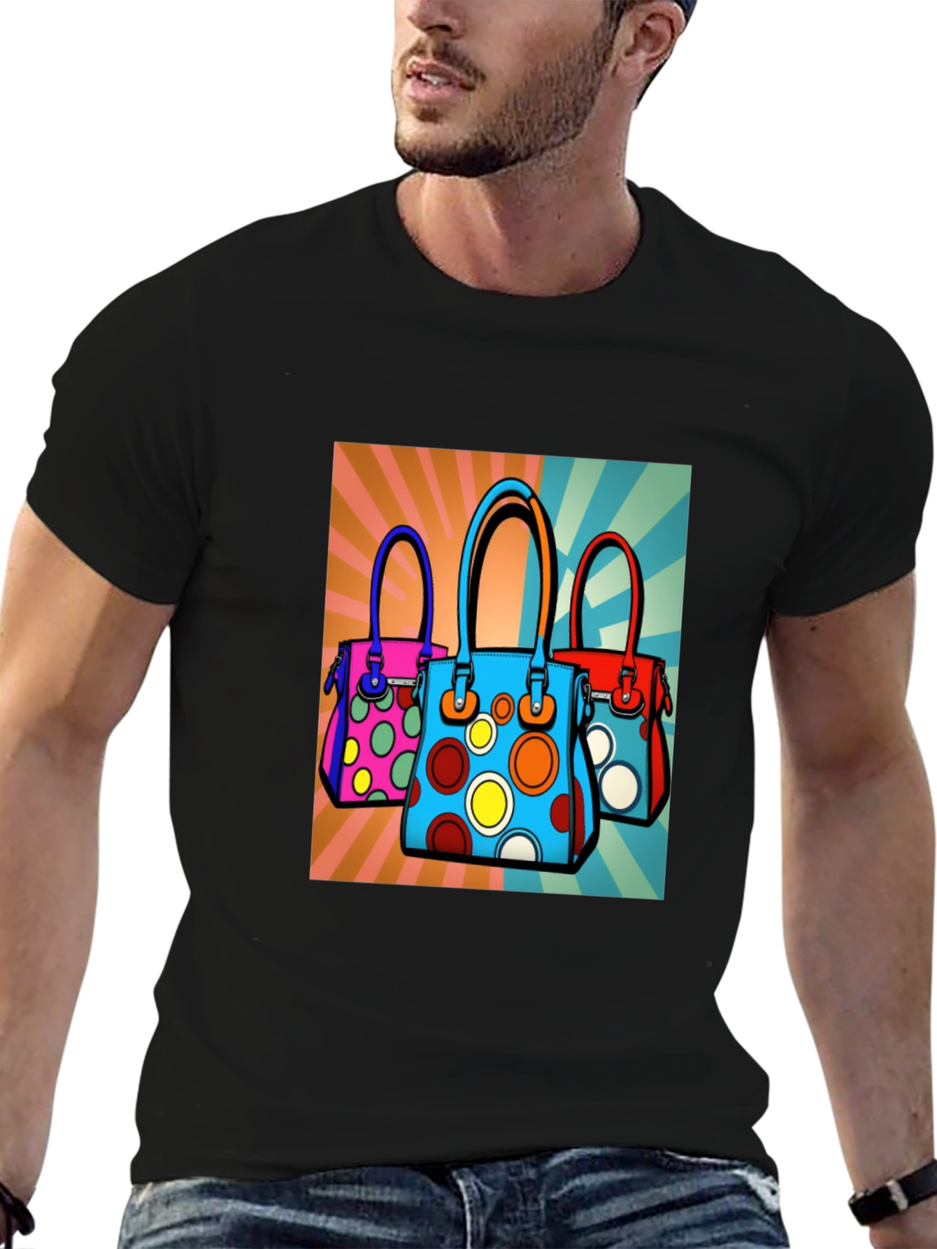 Pop Art Handbag Graphic Tee - Stylish & Unique