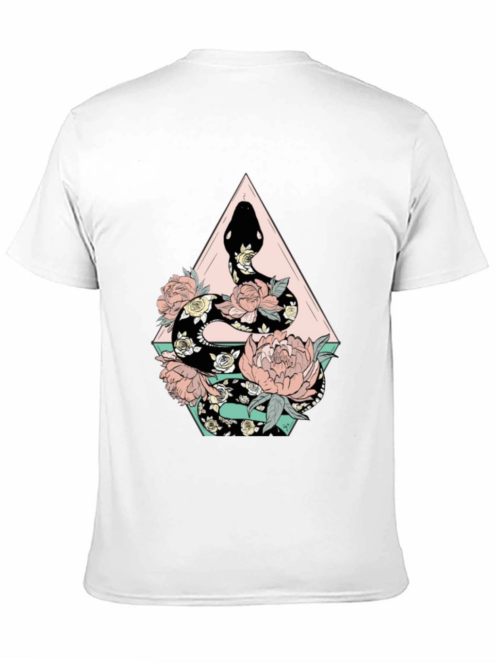 Floral Snake Graphic Tee - Stylish Black T-Shirt