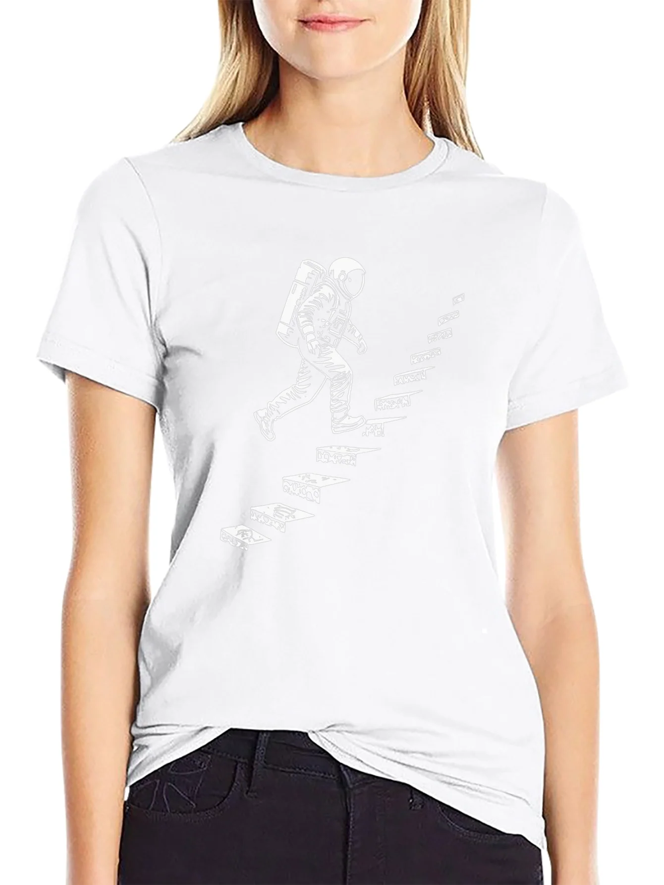 Astronaut Steps Graphic T-Shirt - Black