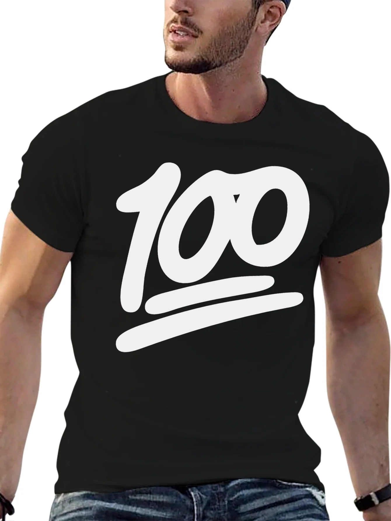 100 Emoji Graphic Tee - Black Cotton T-Shirt