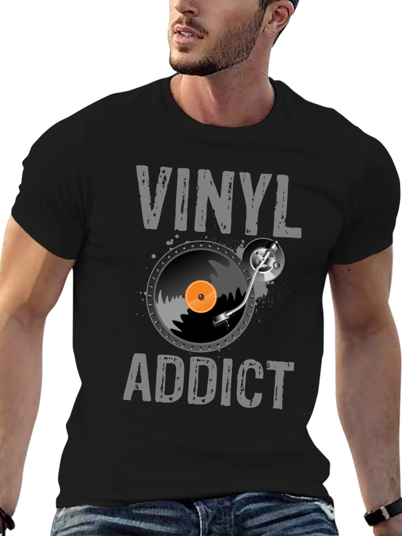 Vinyl Addict Graphic T-Shirt - Music Lover Tee