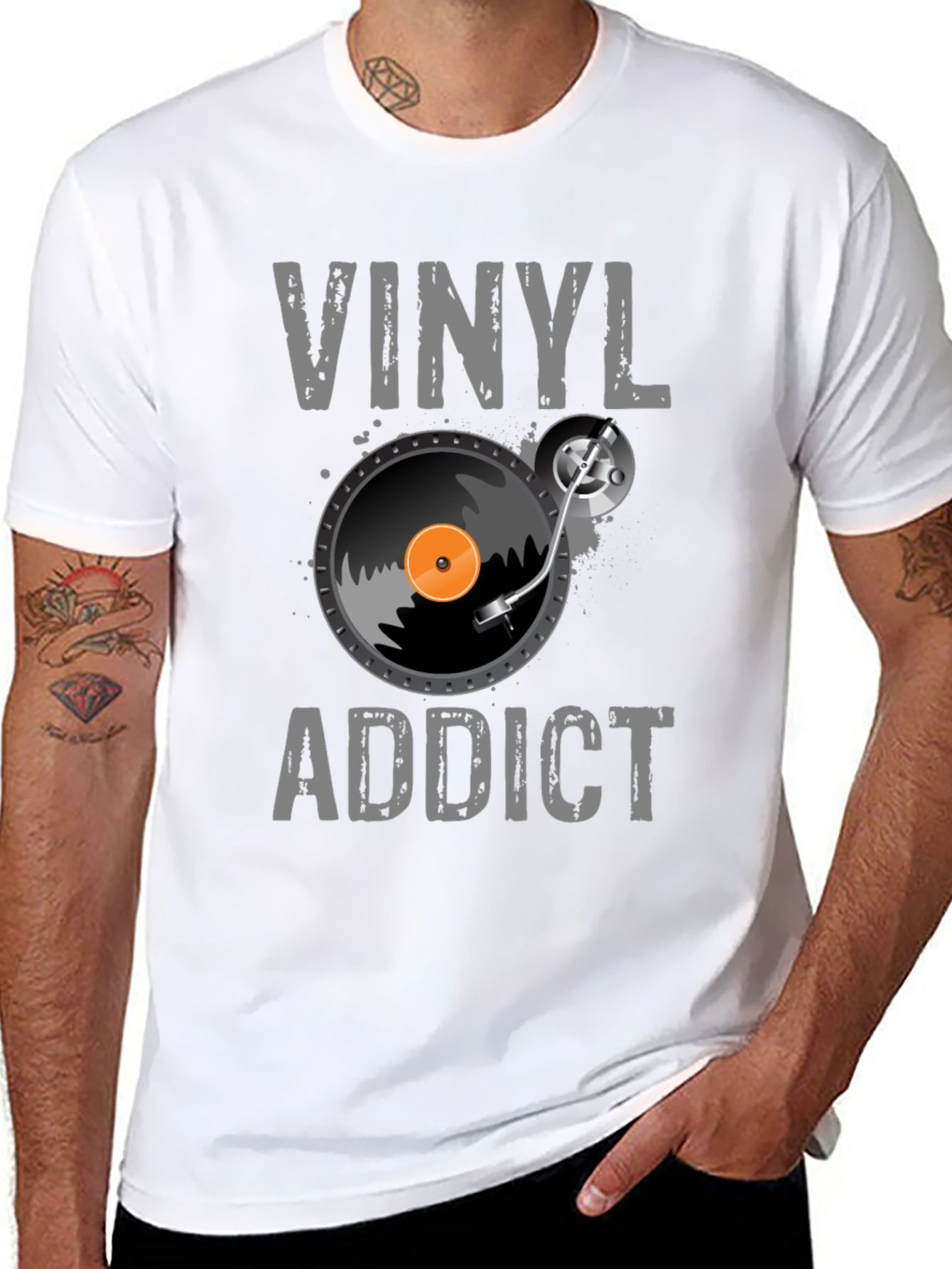 Vinyl Addict Graphic T-Shirt - Music Lover Tee