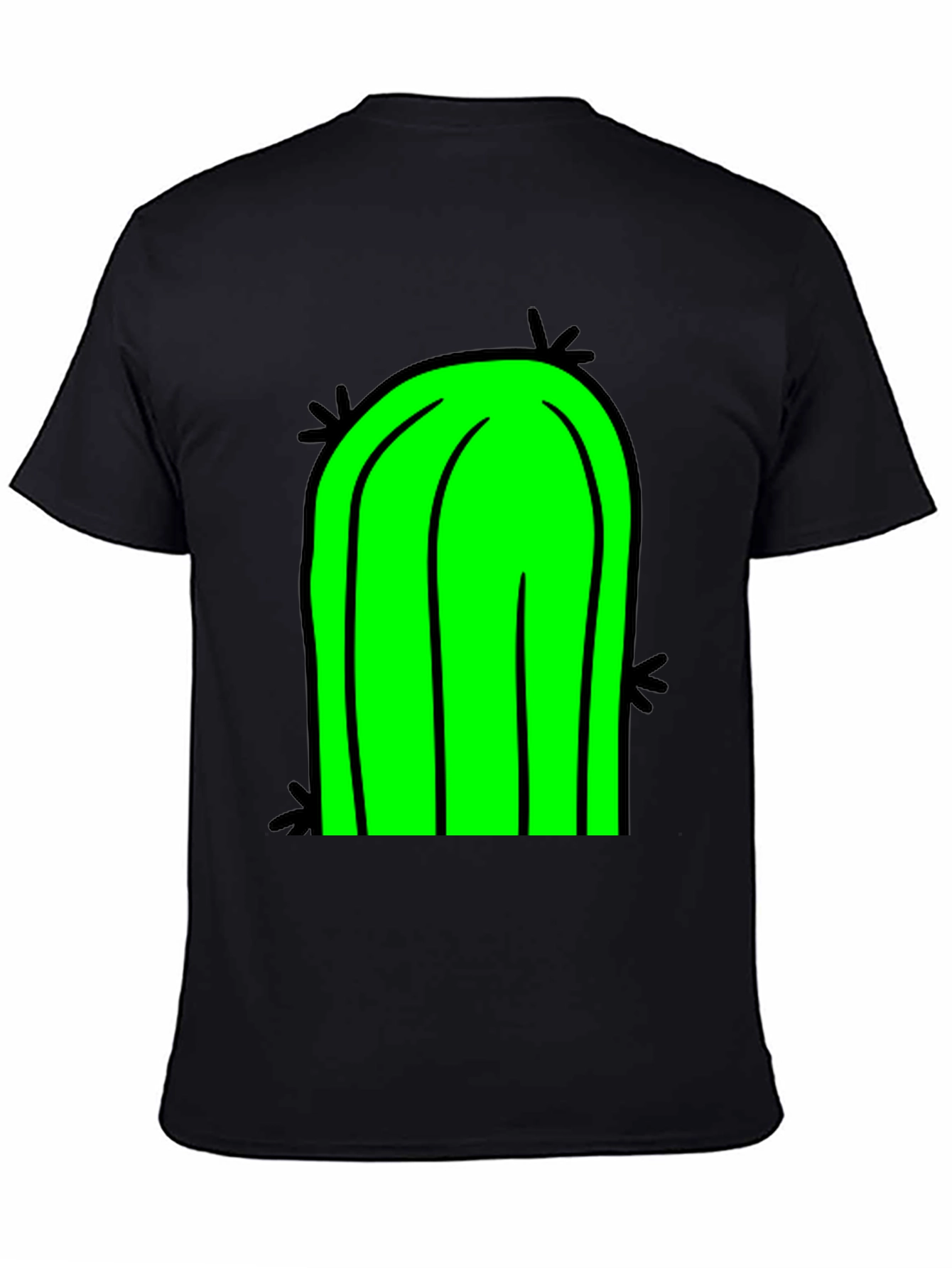 Fun Cactus Graphic Tee - Black Cotton T-Shirt