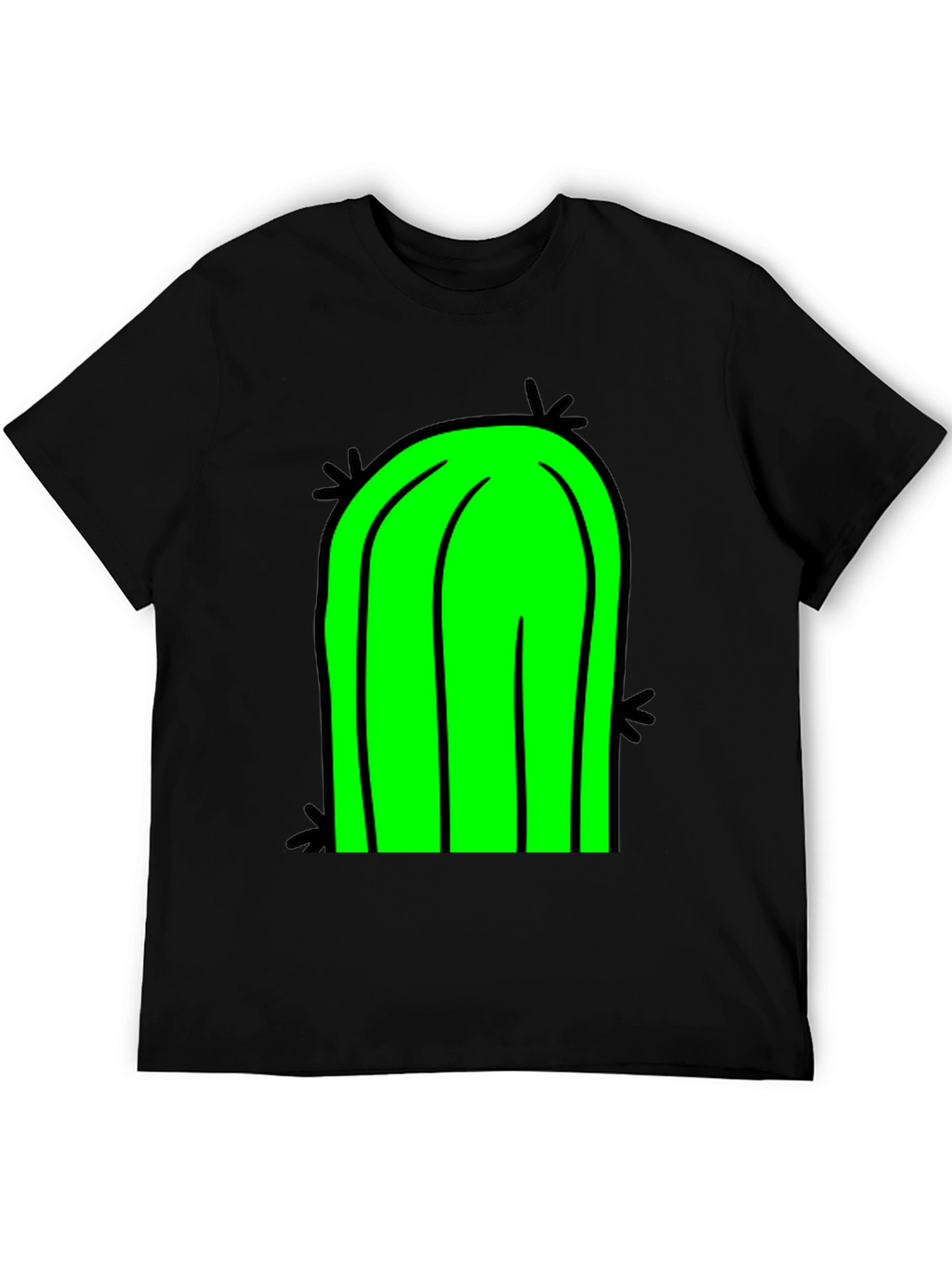 Fun Cactus Graphic Tee - Black Cotton T-Shirt