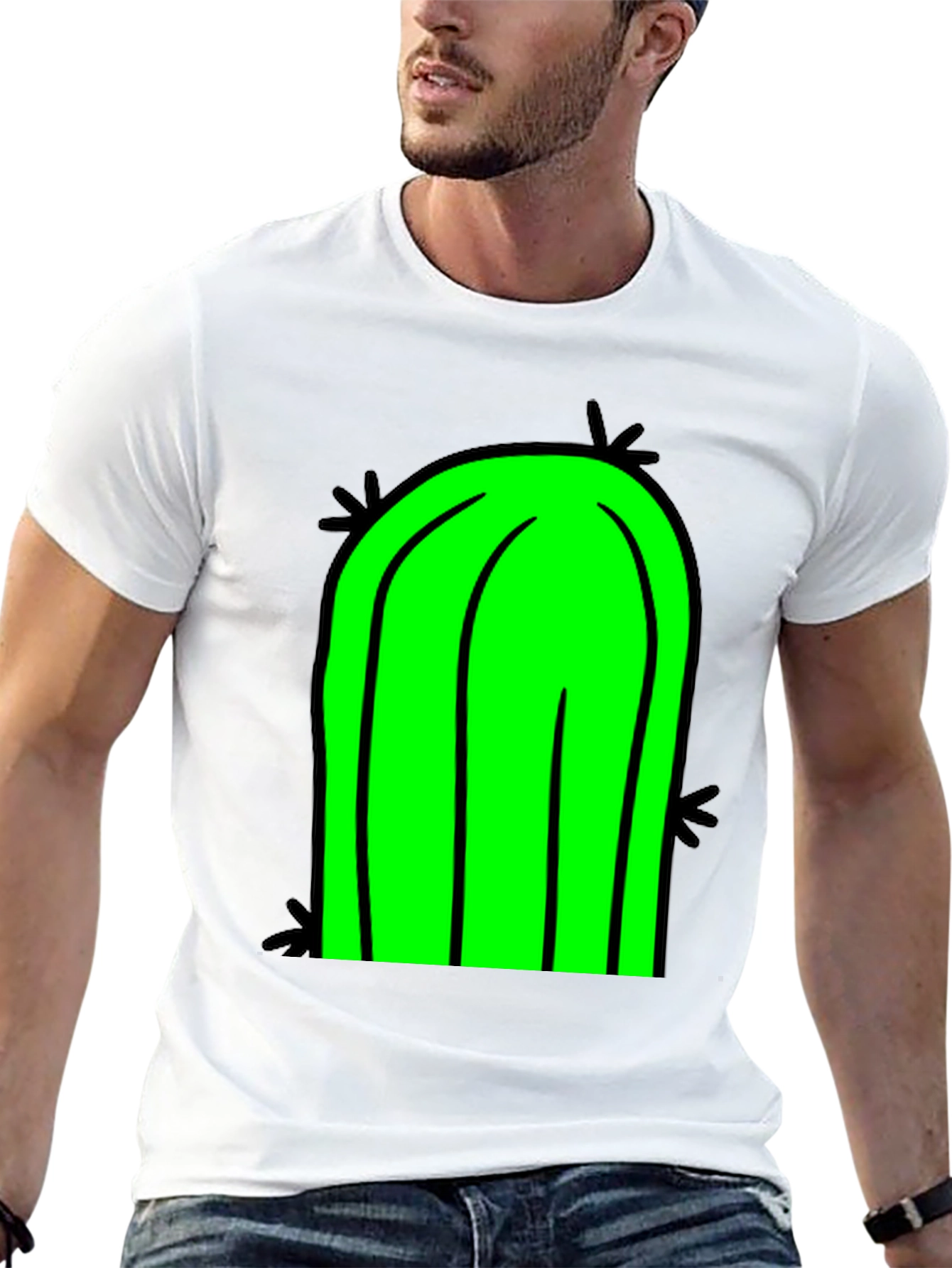 Fun Cactus Graphic Tee - Black Cotton T-Shirt