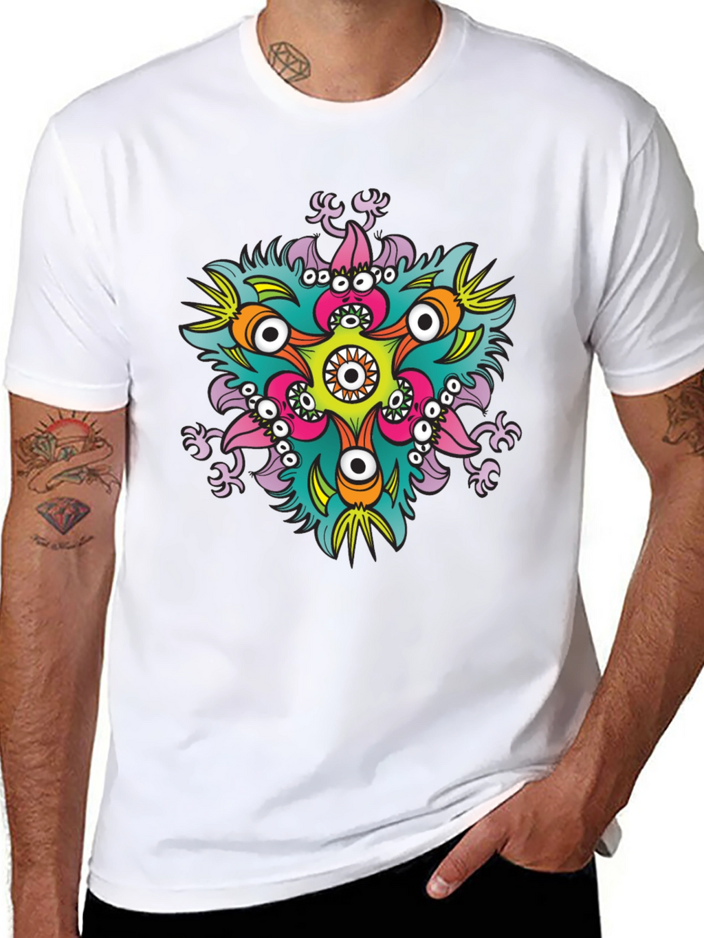 Eye-Catching Graphic Print Black T-Shirt