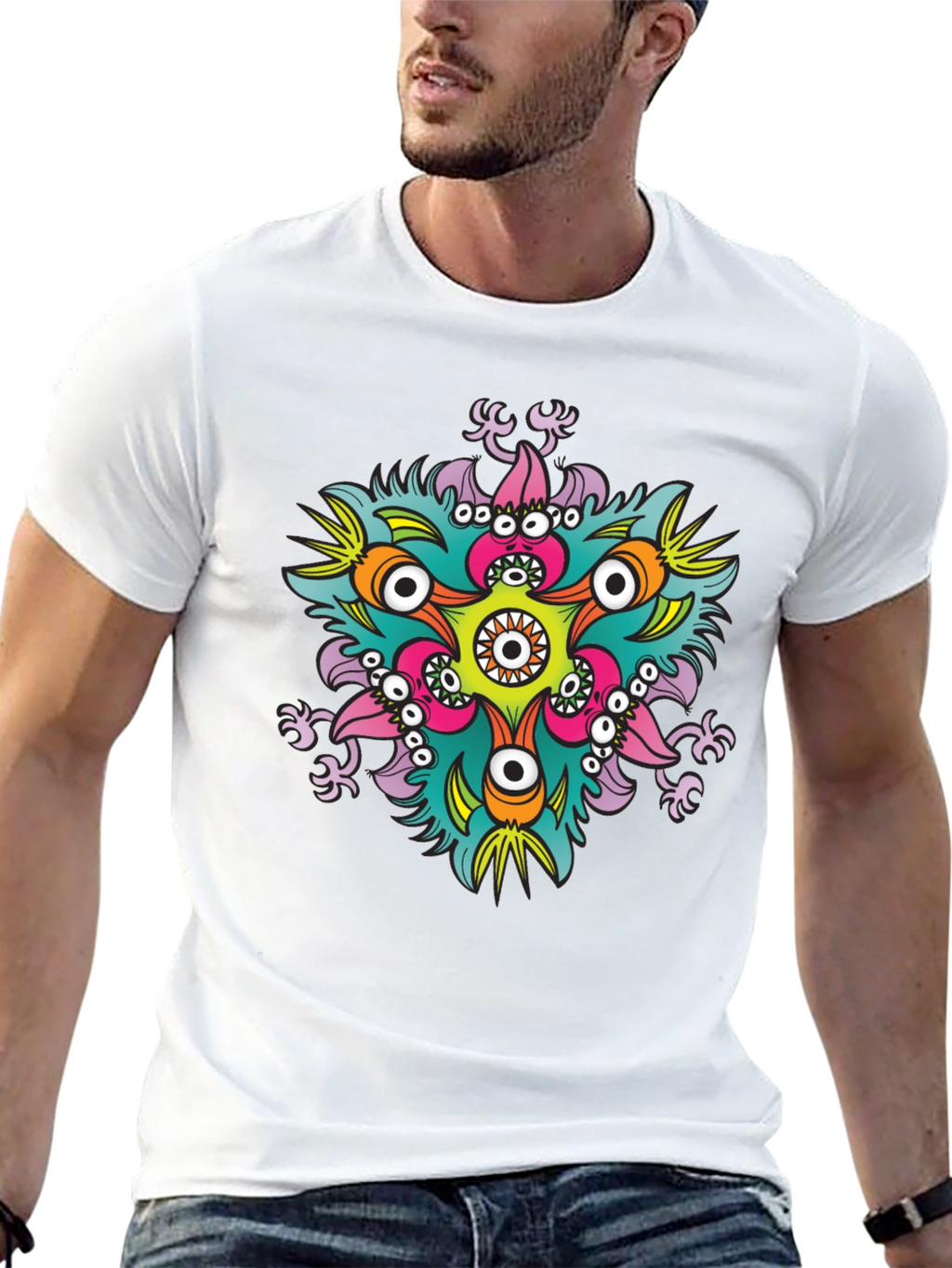 Eye-Catching Graphic Print Black T-Shirt