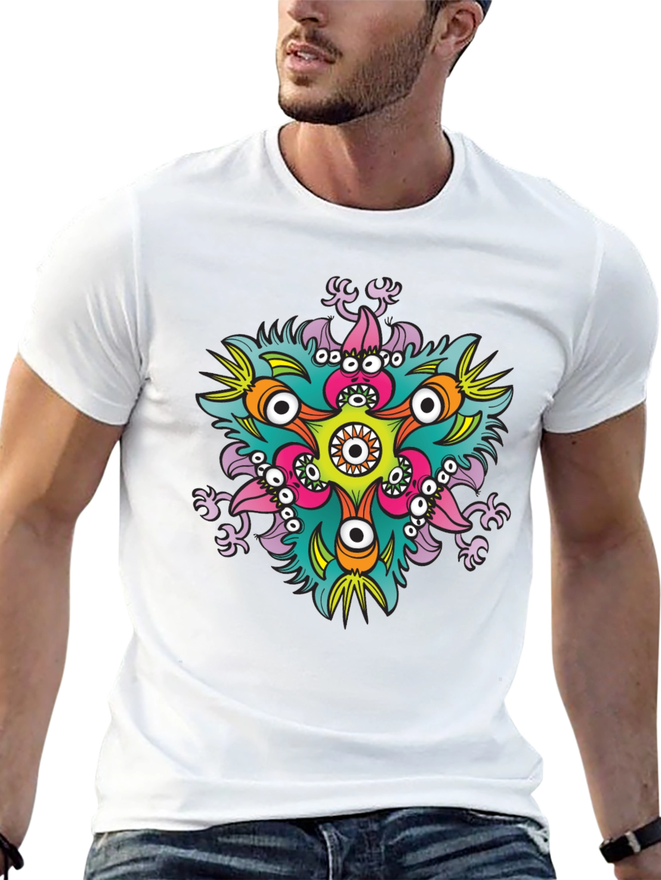 Eye-Catching Graphic Print Black T-Shirt