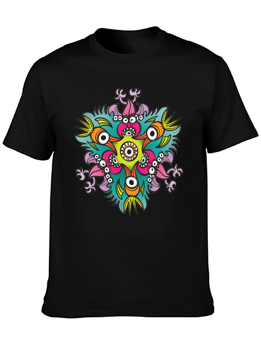 Eye-Catching Graphic Print Black T-Shirt
