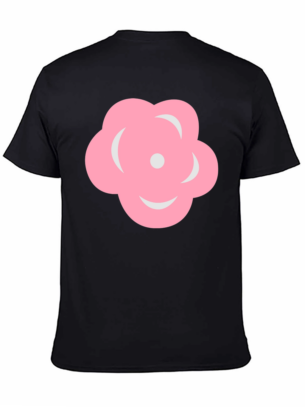 Pink Flower Graphic Black T-Shirt