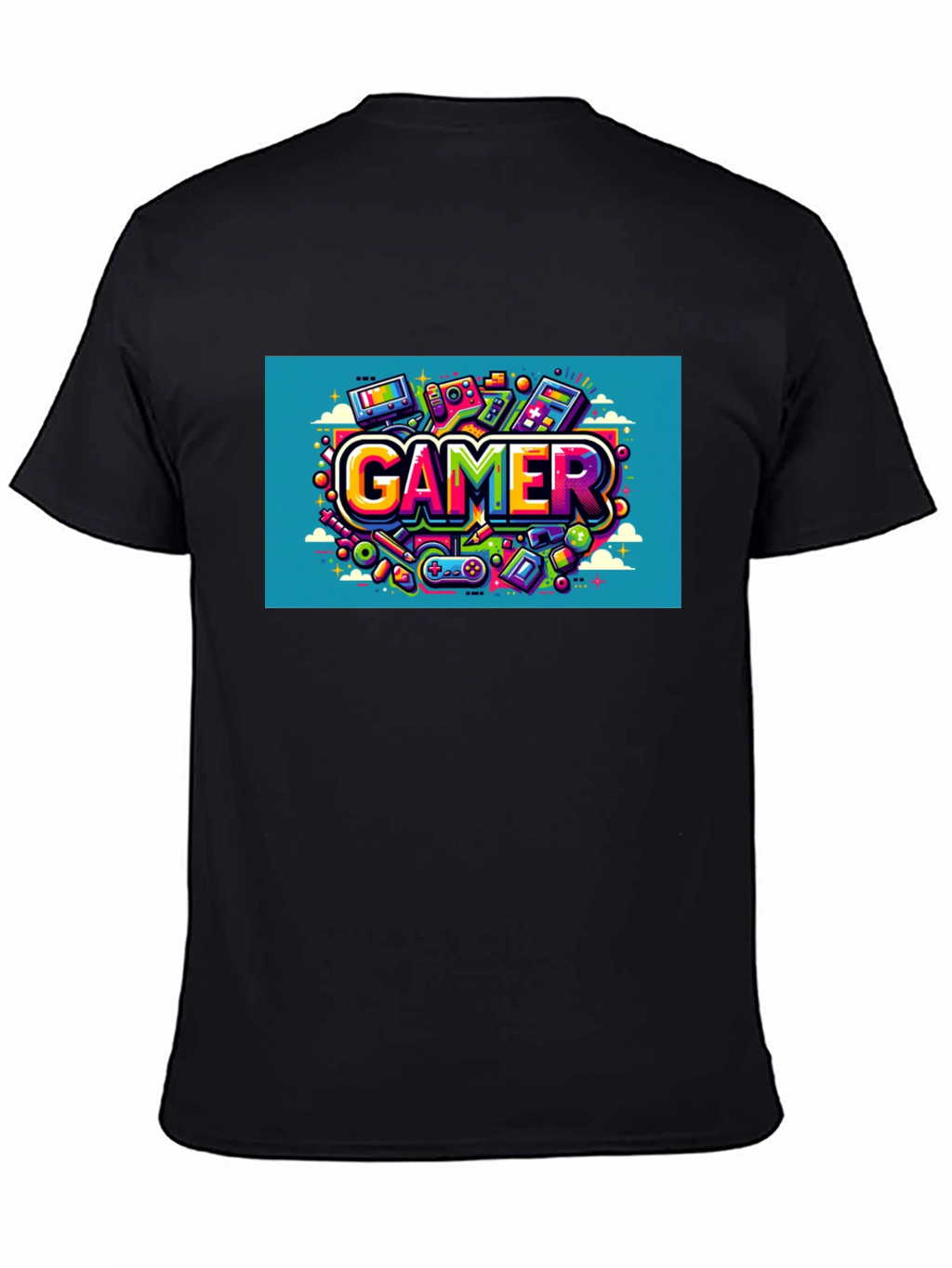 Gamer Graphic Tee - Black Cotton T-Shirt