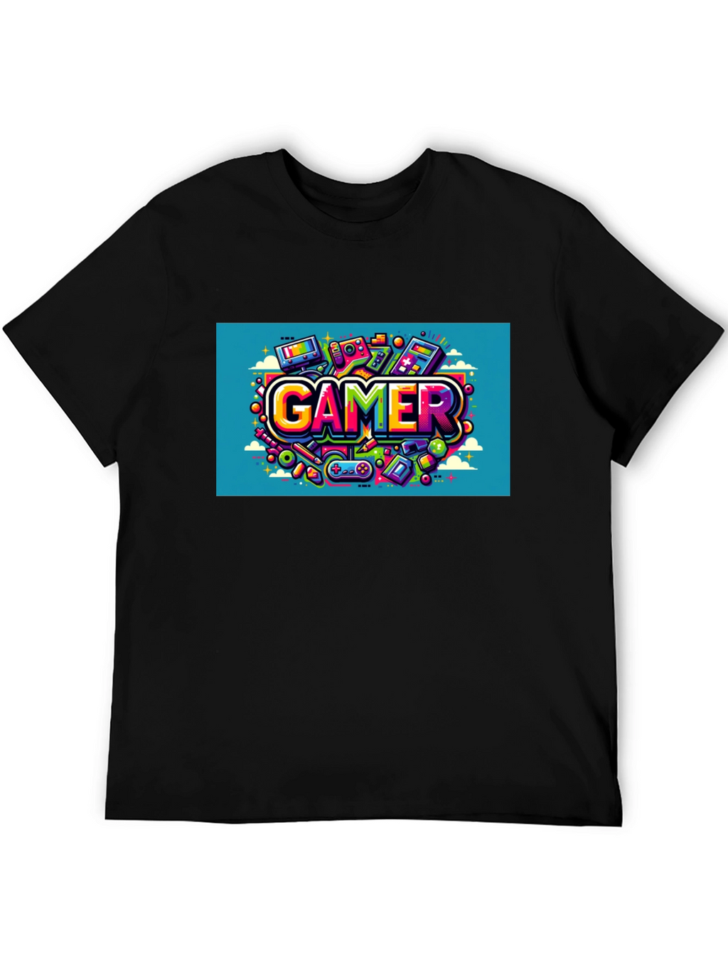 Gamer Graphic Tee - Black Cotton T-Shirt