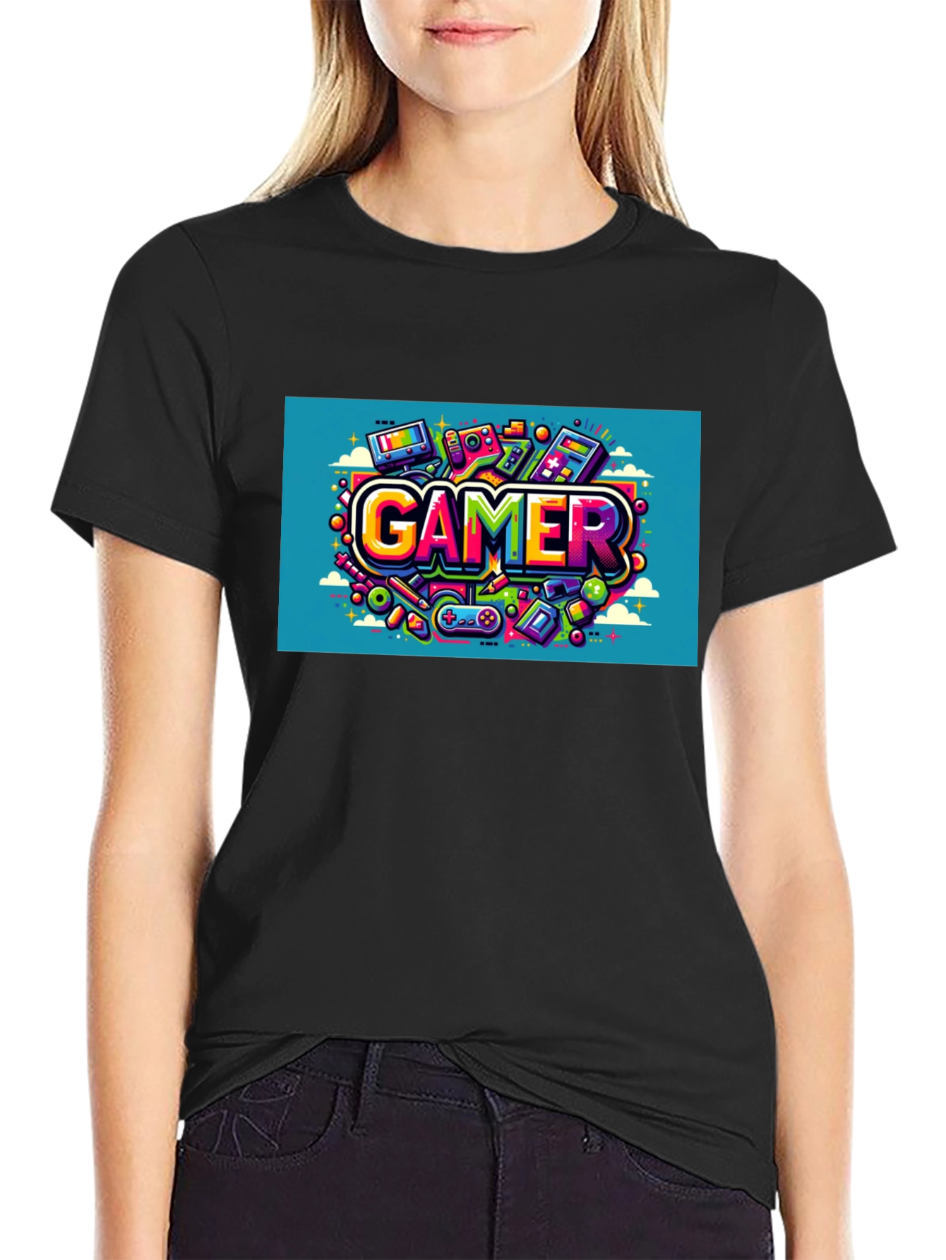 Gamer Graphic Tee - Black Cotton T-Shirt