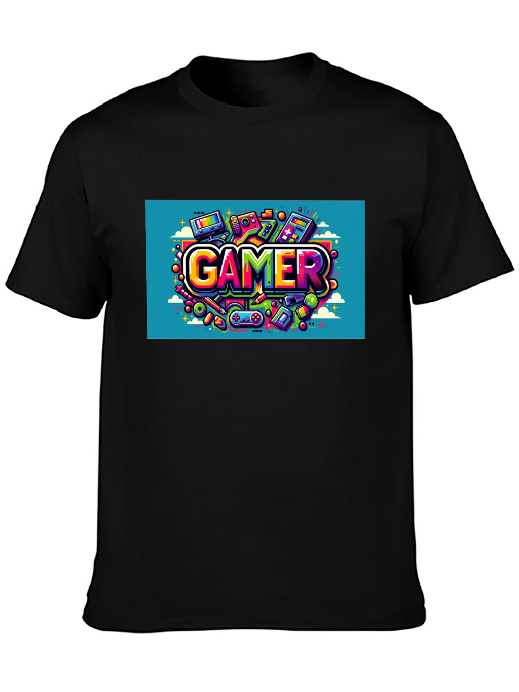 Gamer Graphic Tee - Black Cotton T-Shirt