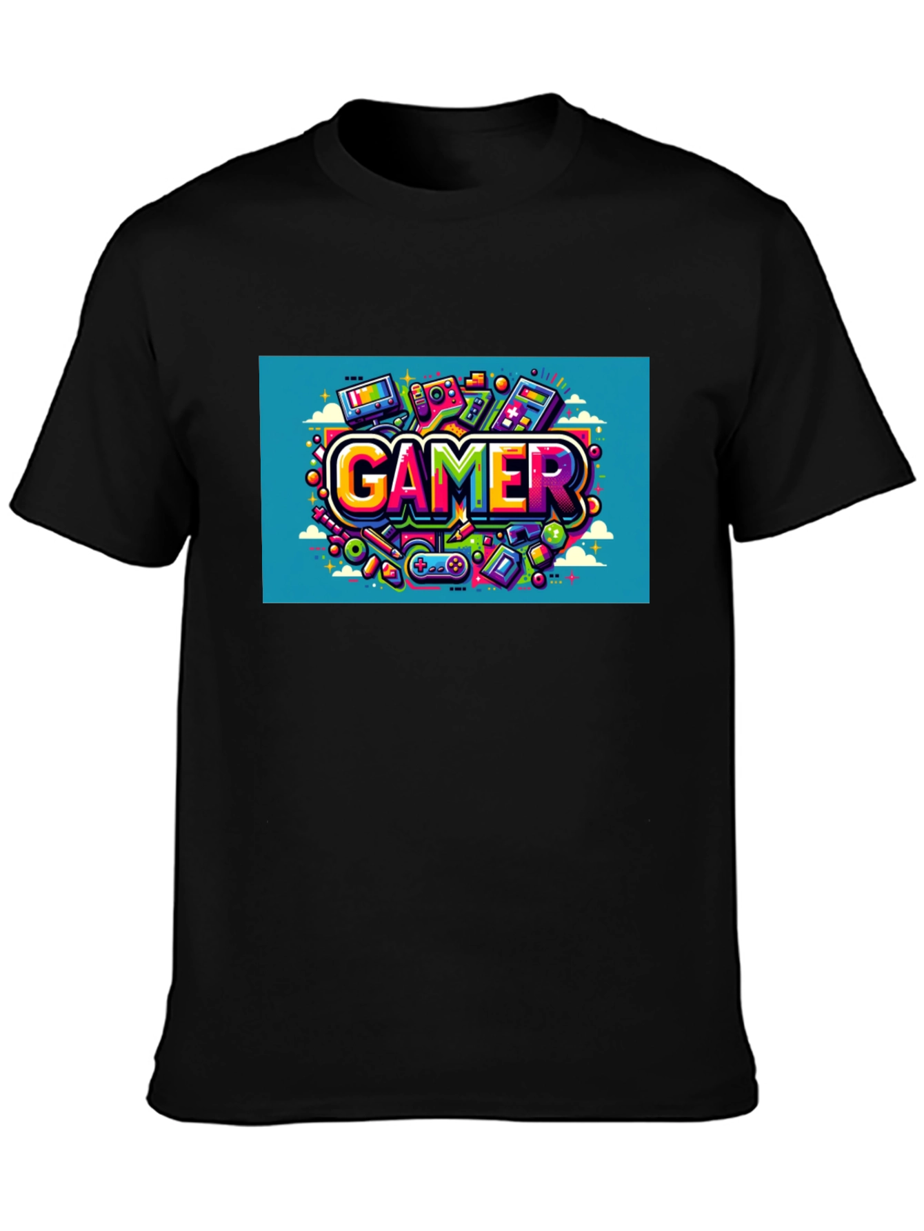 Gamer Graphic Tee - Black Cotton T-Shirt