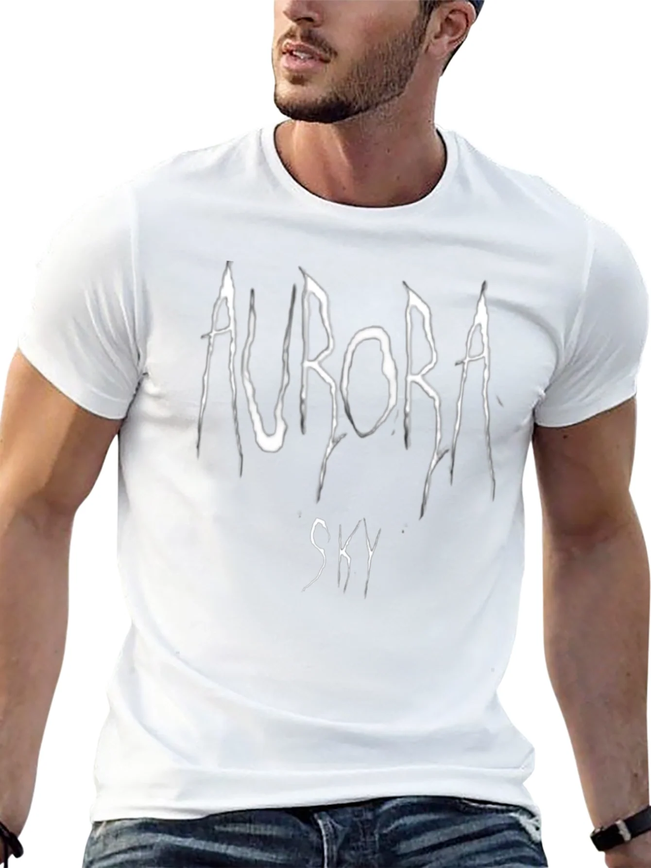 Aurora Sky Graphic T-Shirt - Black Cotton Tee