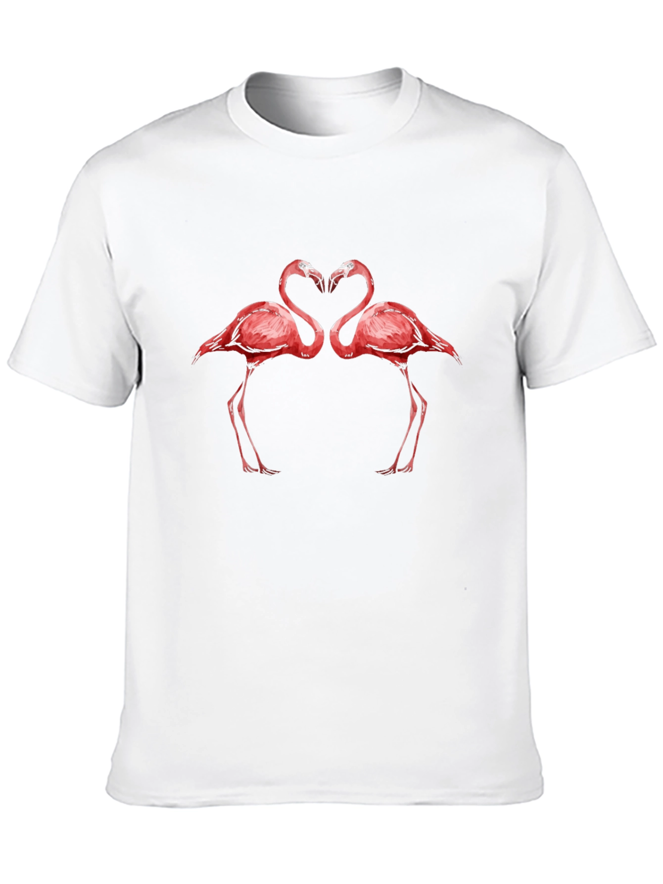 Flamingo Heart Graphic Tee - Black Cotton Shirt