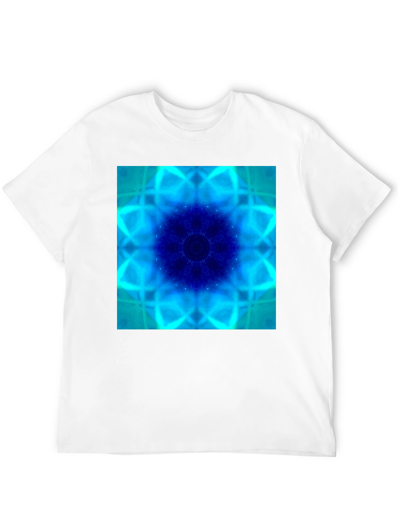 Blue Fractal Art Black T-Shirt