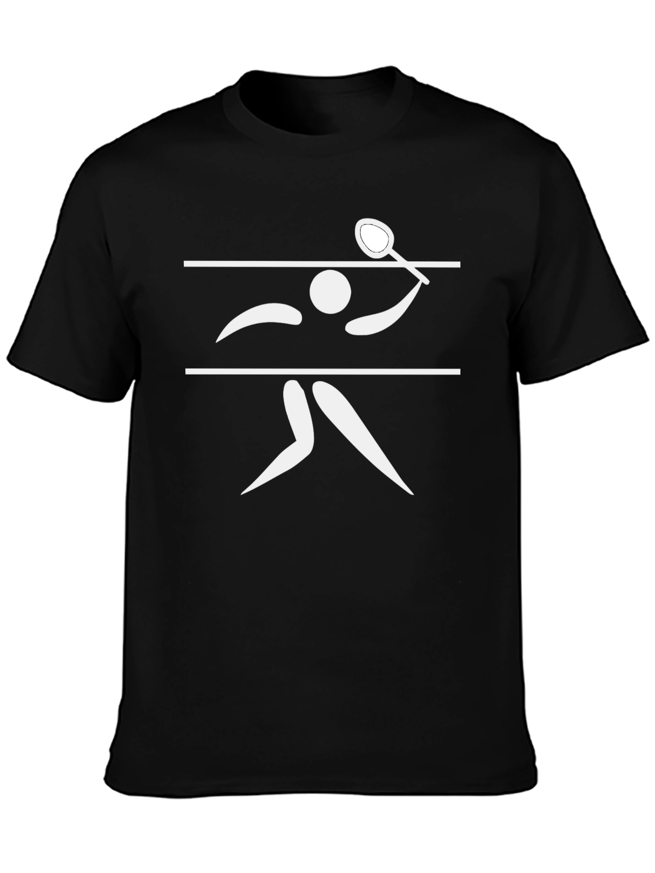 Squash Player Graphic T-Shirt - Black