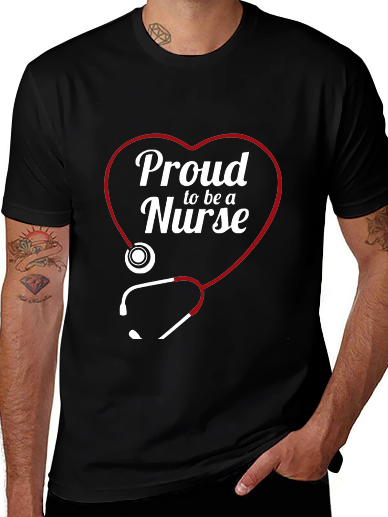 Proud Nurse Heart Stethoscope T-Shirt