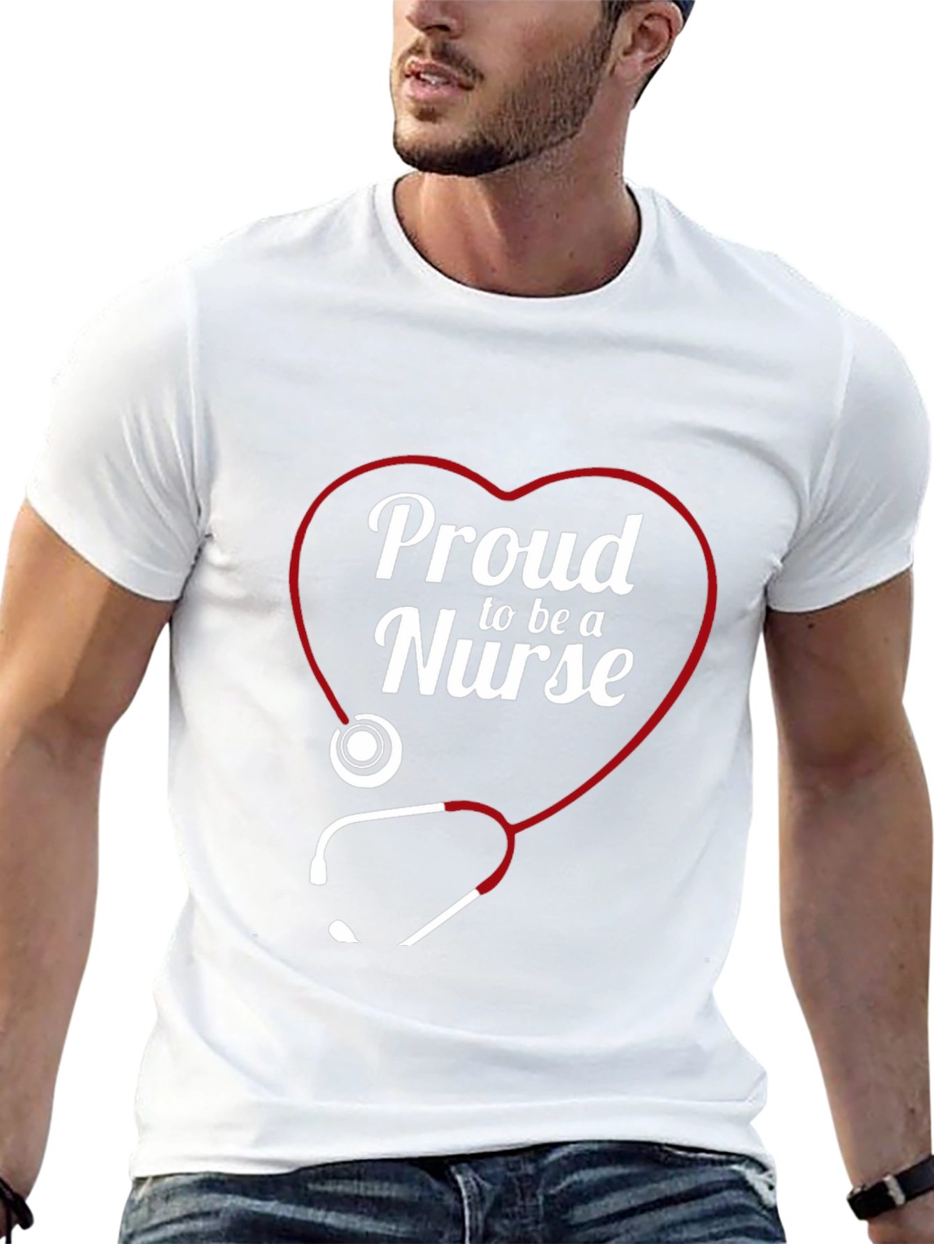 Proud Nurse Heart Stethoscope T-Shirt