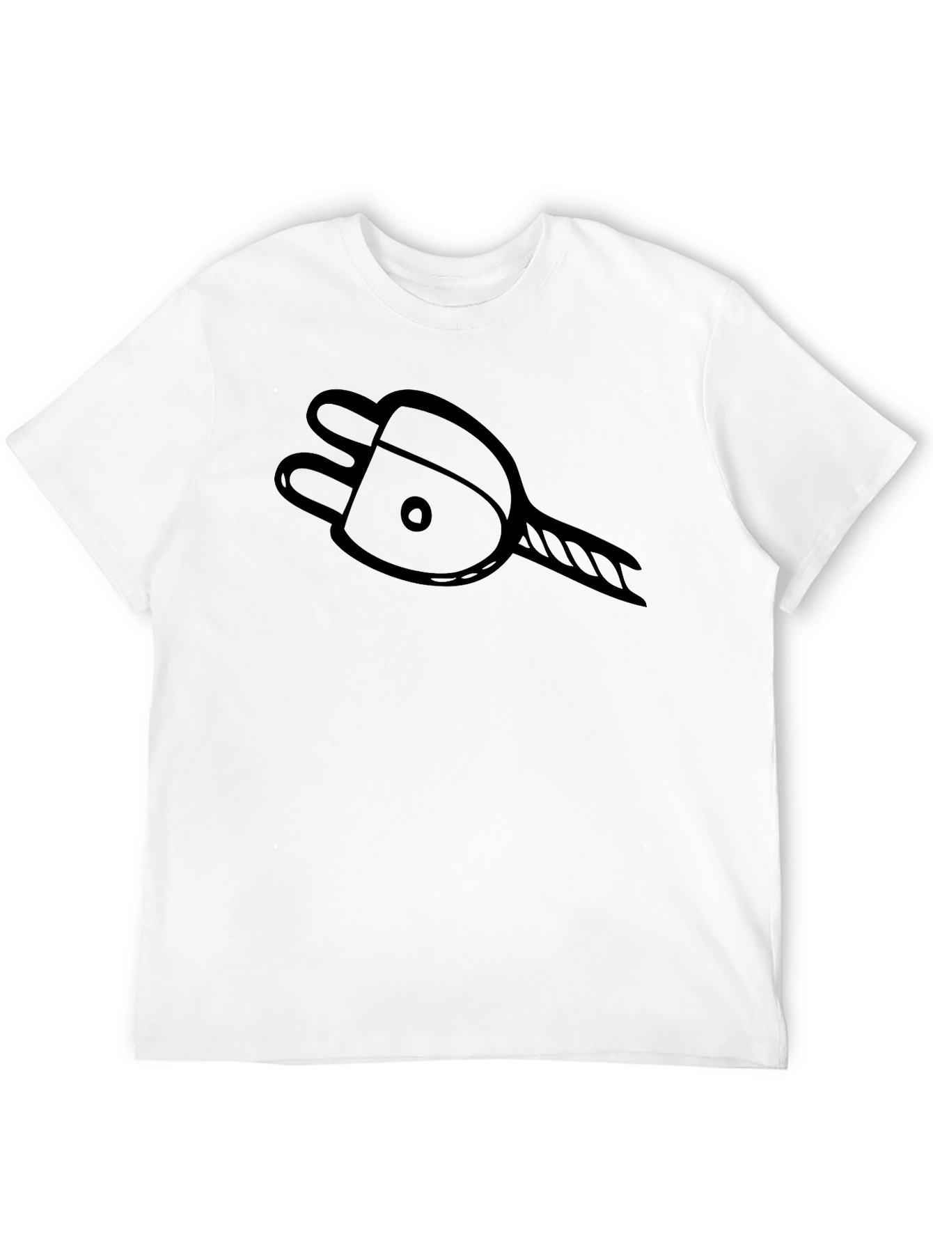 Electrical Plug Graphic Tee - Black Casual T-Shirt
