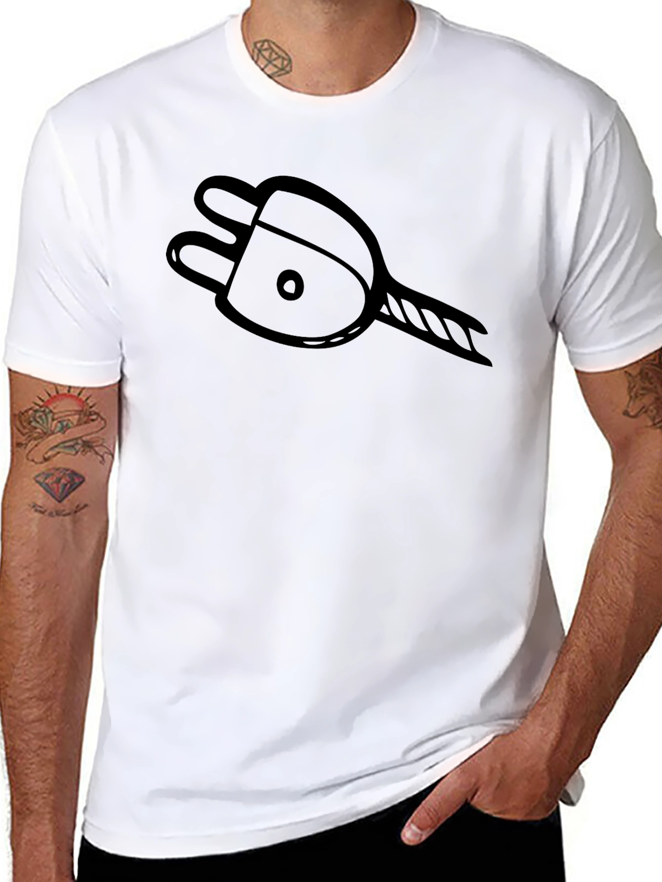 Electrical Plug Graphic Tee - Black Casual T-Shirt