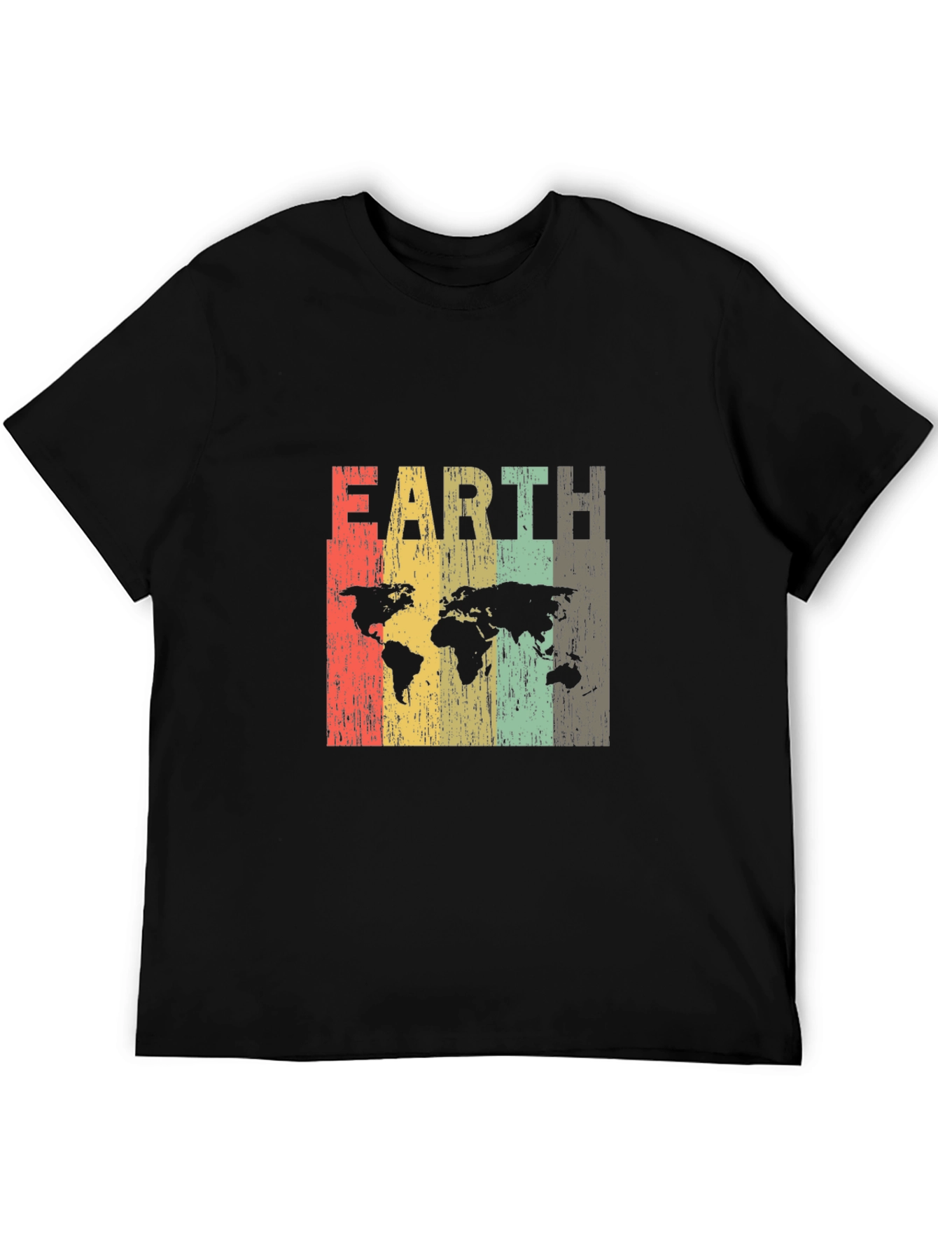Vintage Earth Map Graphic Tee - Unisex Black T-Shirt