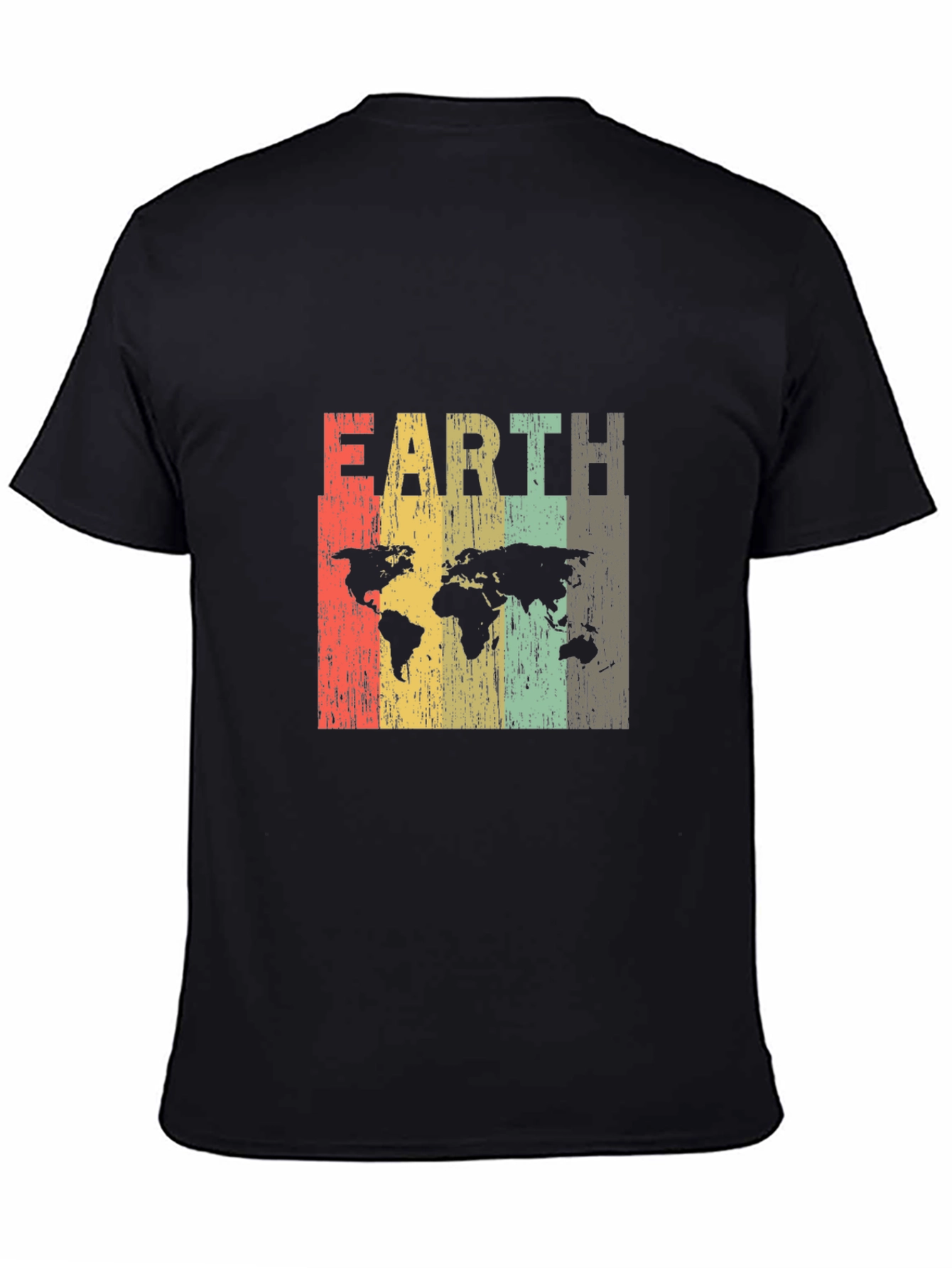 Vintage Earth Map Graphic Tee - Unisex Black T-Shirt