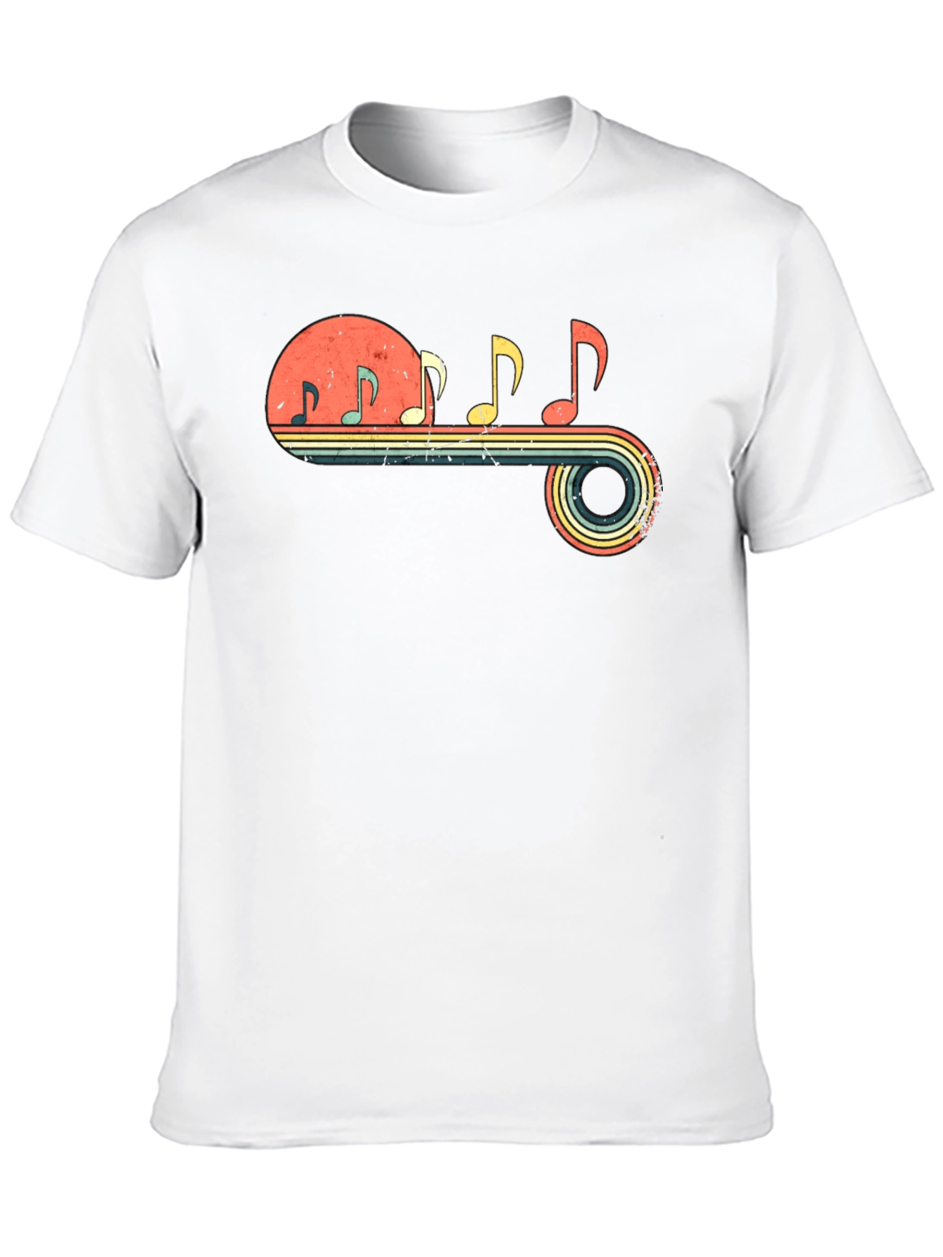 Retro Music Note Graphic Tee - Black
