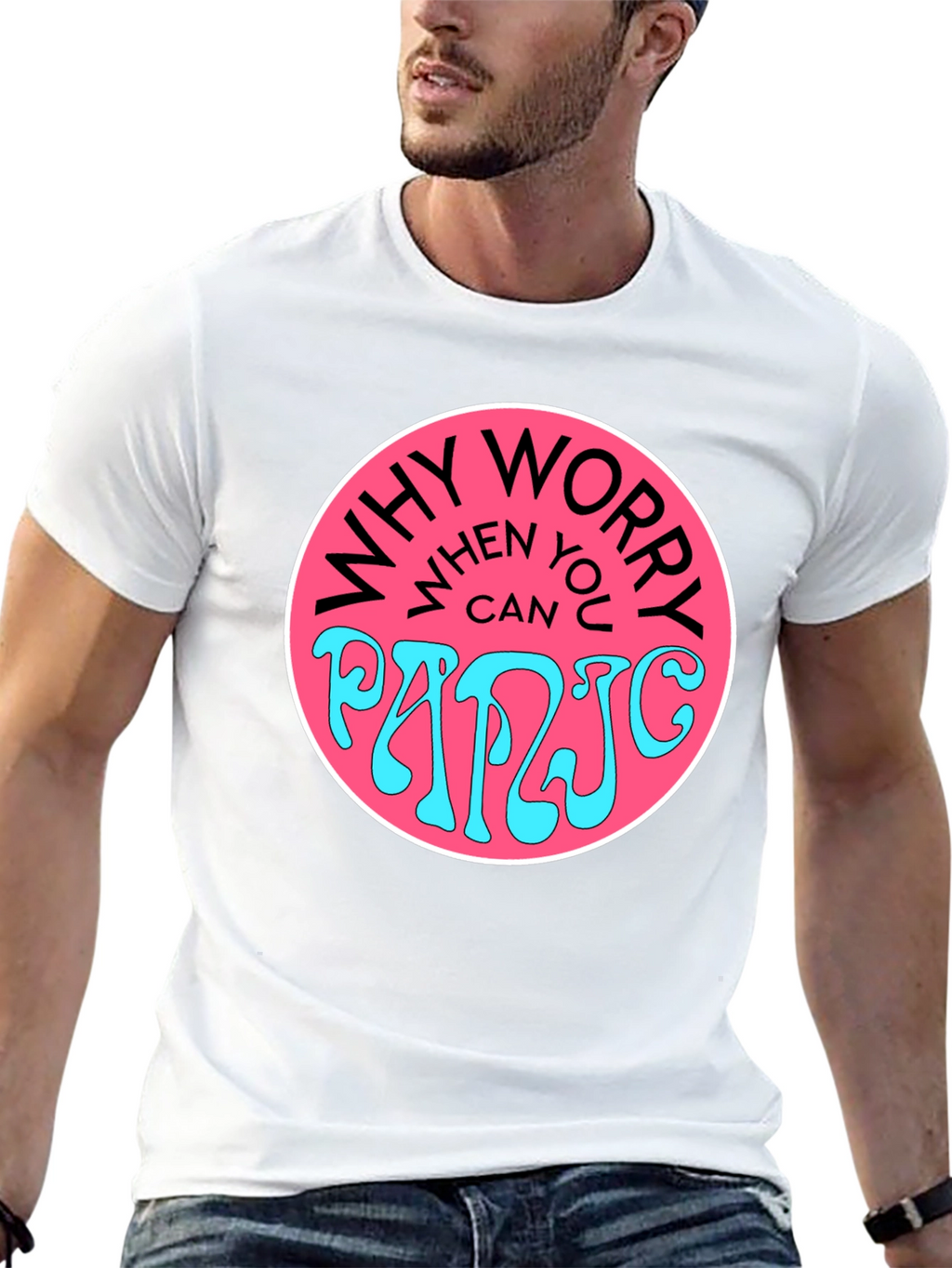 Why Worry Panic Black Graphic Tee
