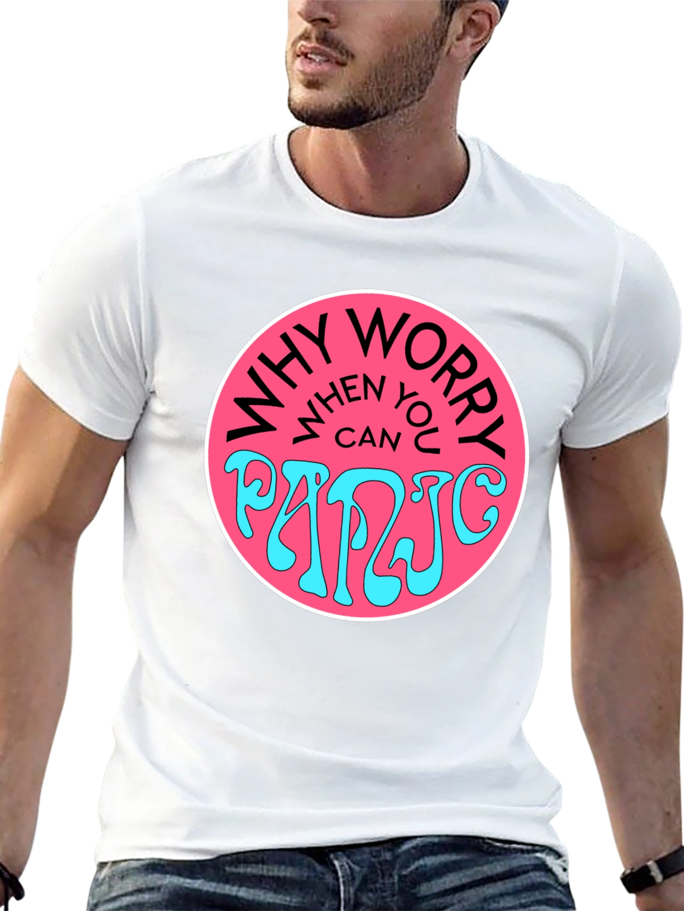 Why Worry Panic Black Graphic Tee